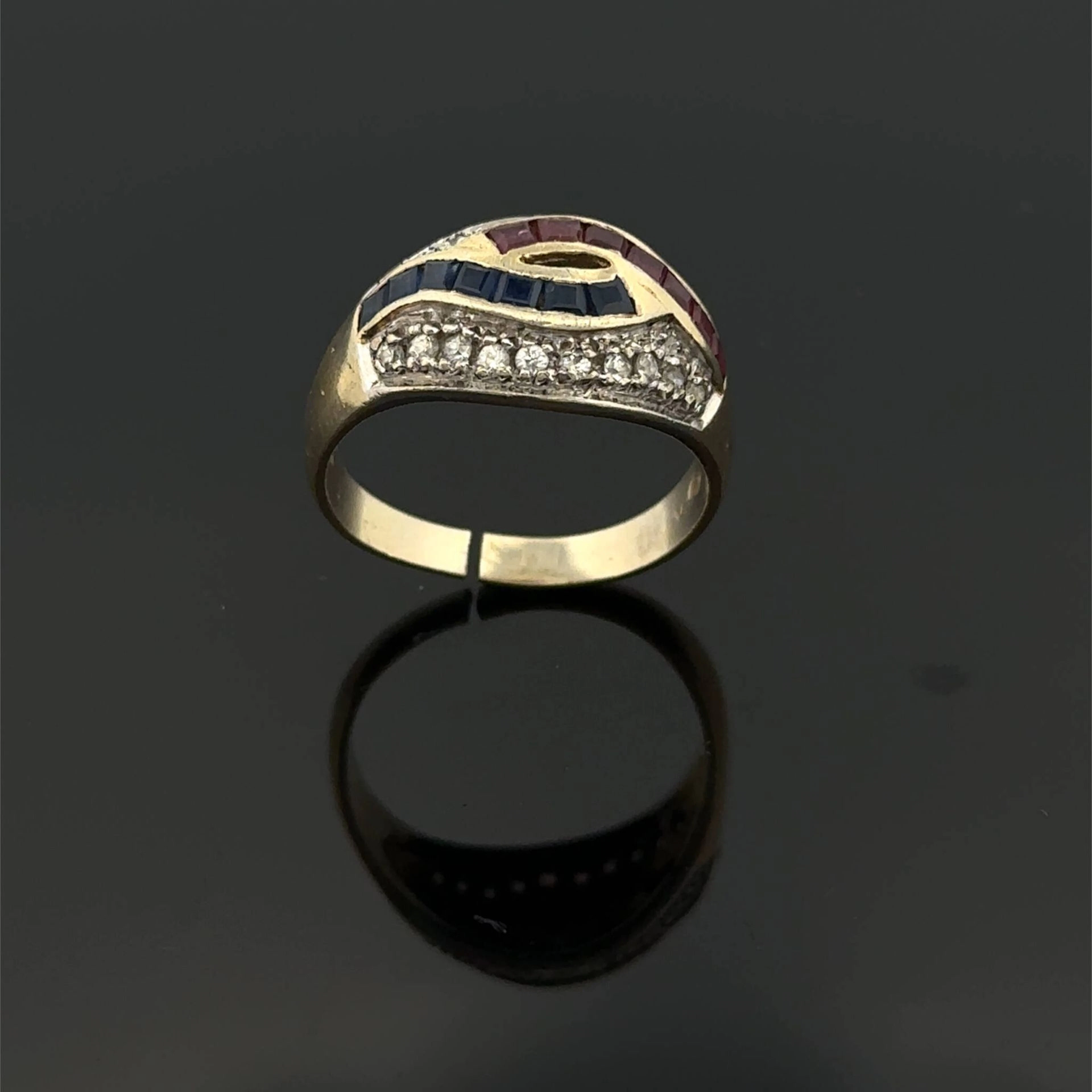 Silver (925) vermeil ring set with two curves of calibrated - Lot 325