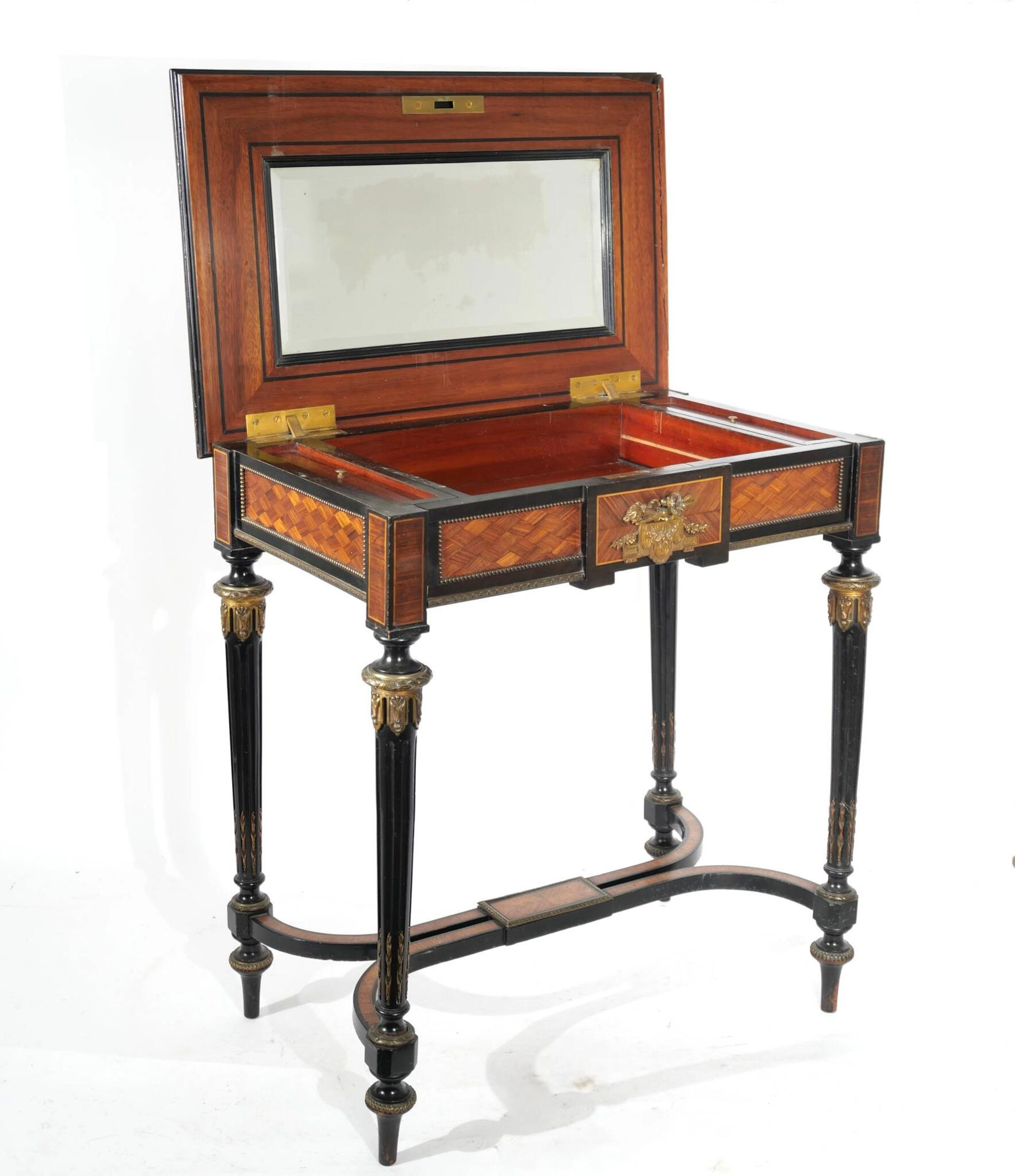Work desk in blackened wood, veneer, and marquetry. - Lot 370