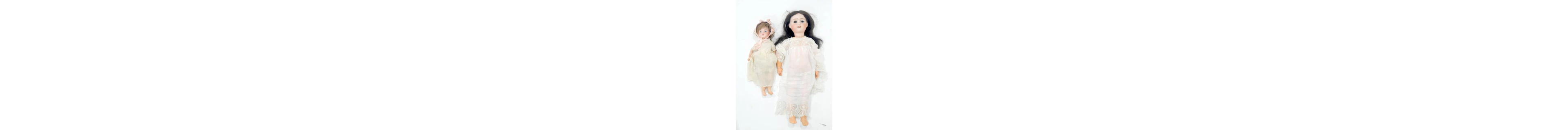 Set of two dolls with porcelain heads - Lot 433