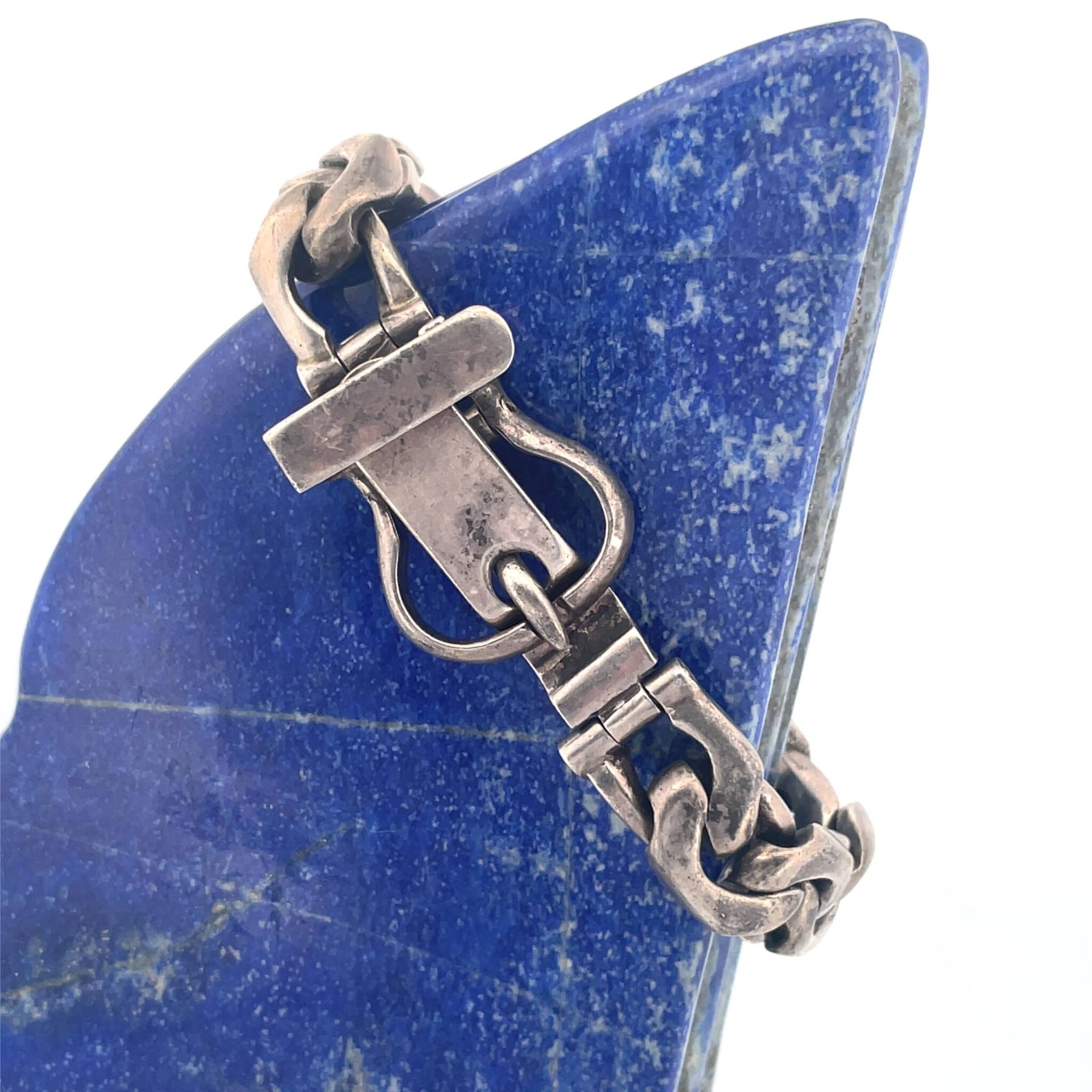 Silver "belt" bracelet (min. 800) with bean-shaped links. - Lot 165