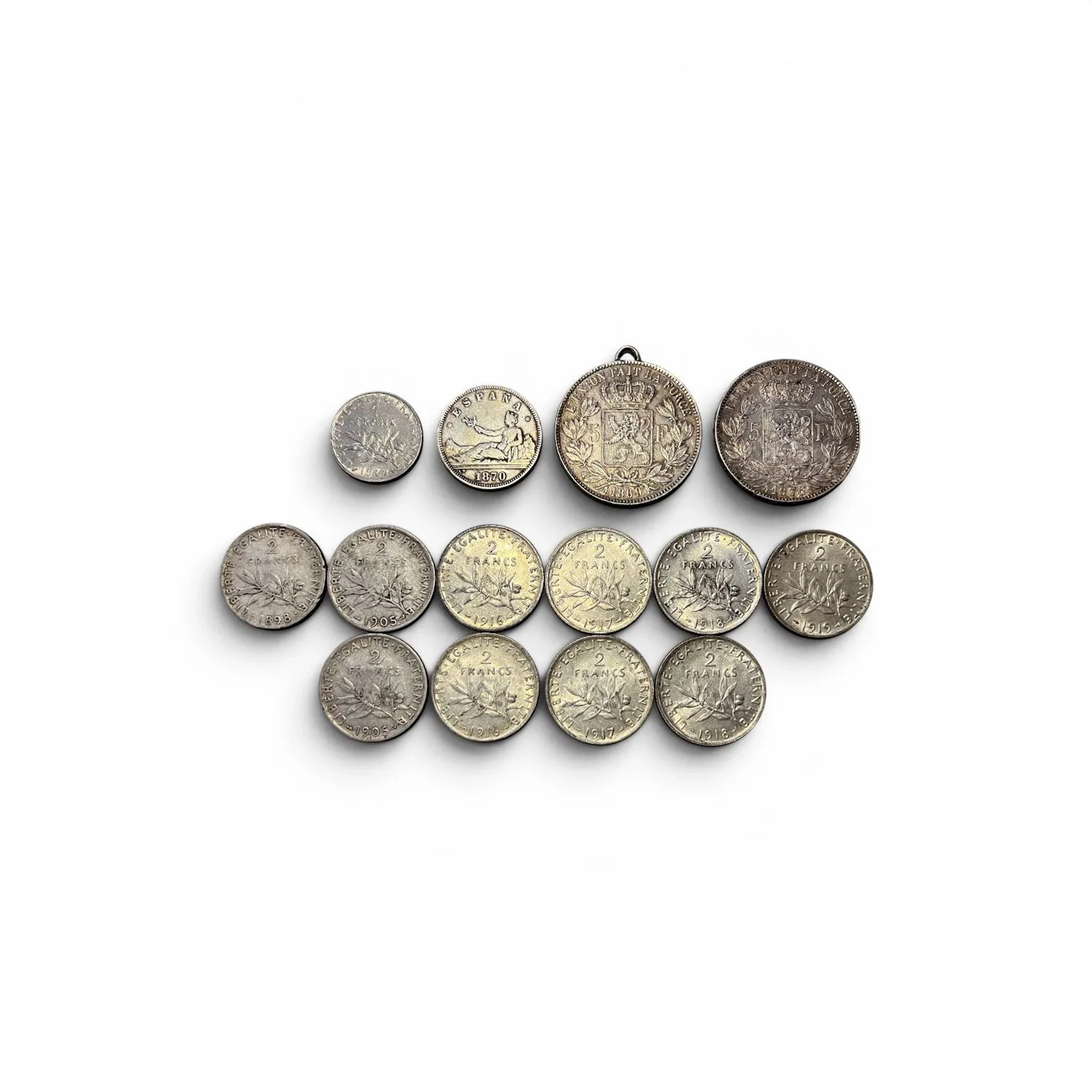 Reunion of silver coins (900) and (835) including : - Lot 14
