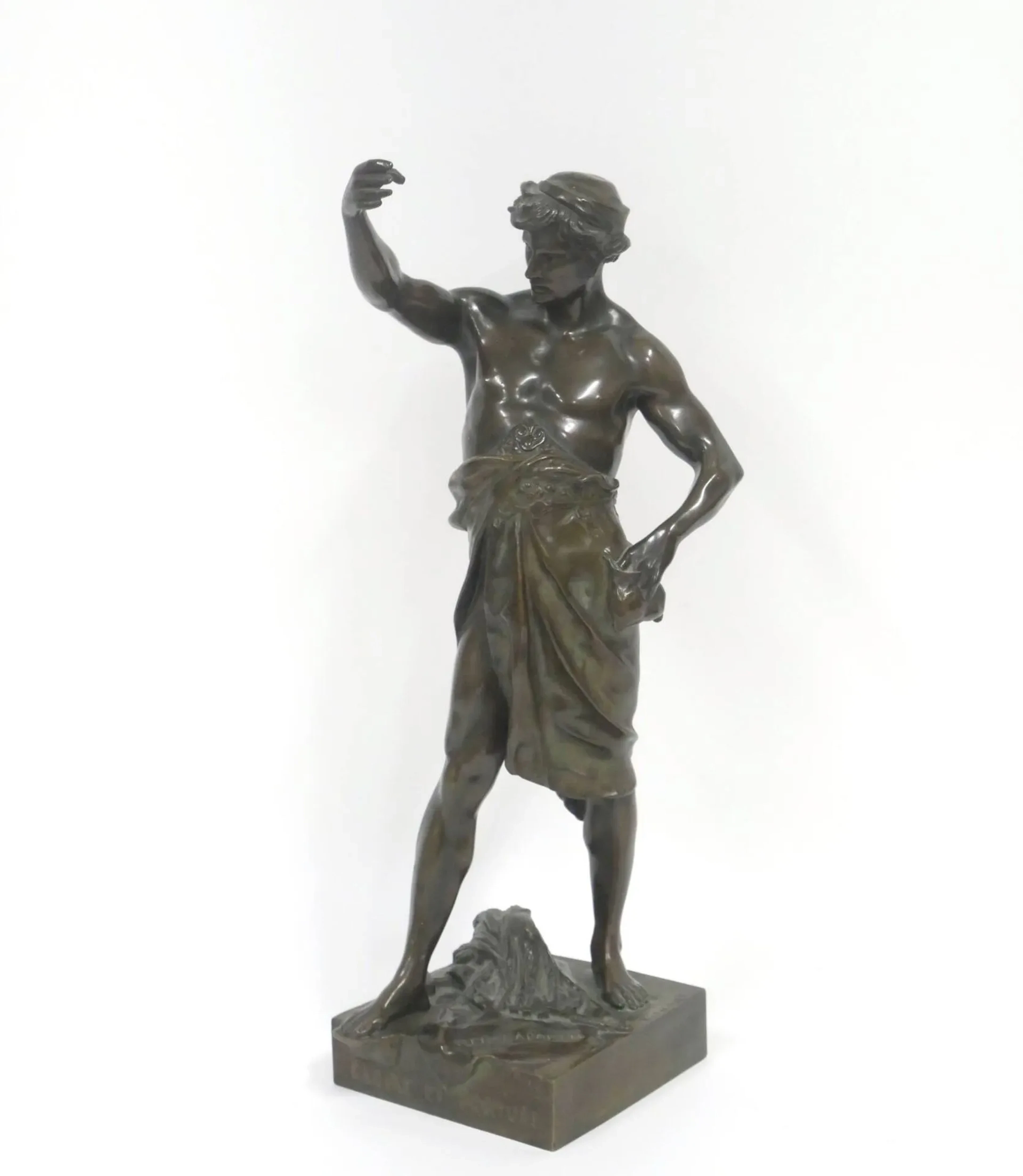 Émile Louis PICAULT (1833-1915) "Per Laborem" dit aussi Gloire et fortune Bronze à patine brune Signé et titré sur la terrasse H : 48 cm