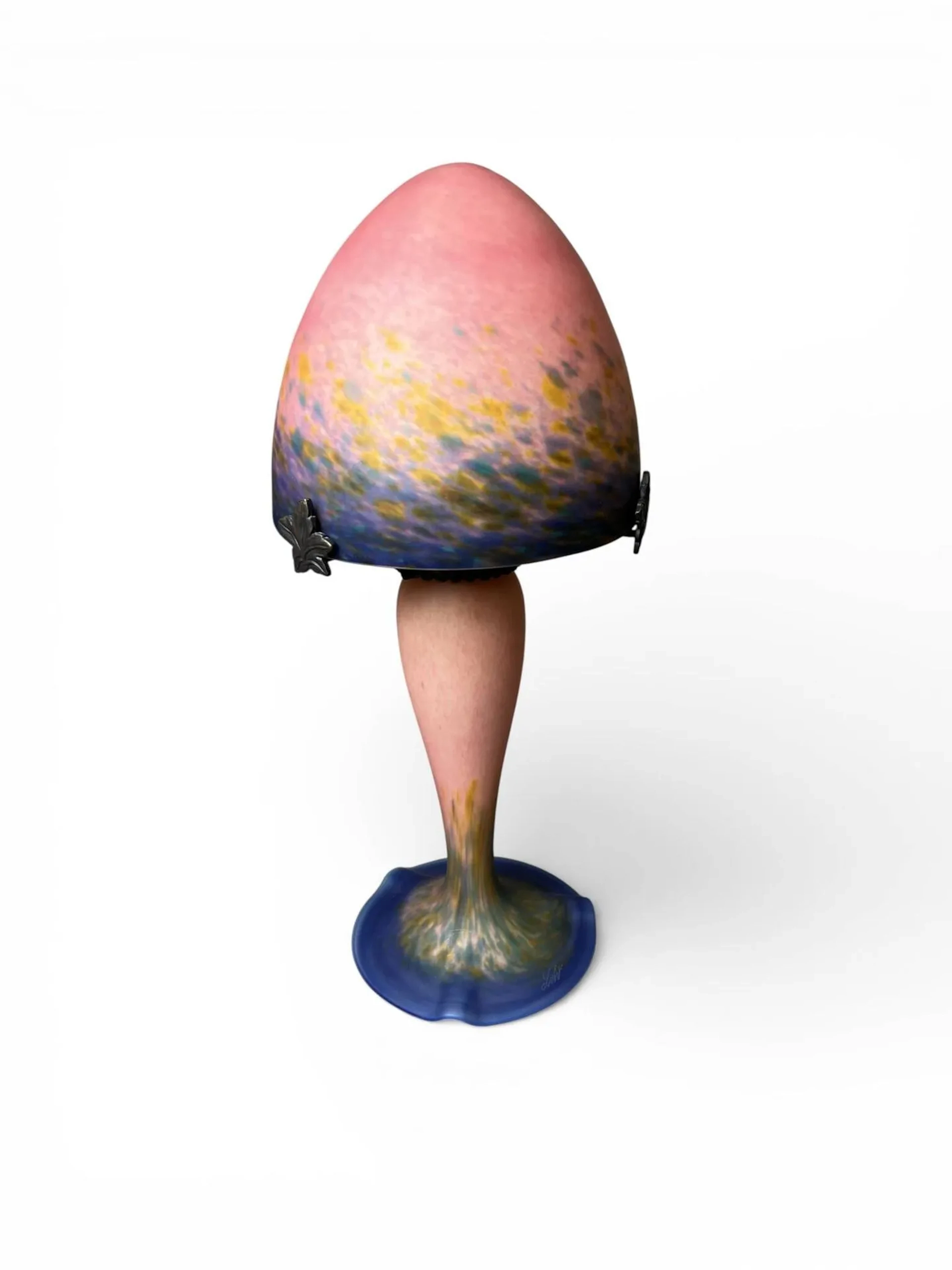 Lampe champignon contemporaine en verre marmoréen. Ht. 42 cm