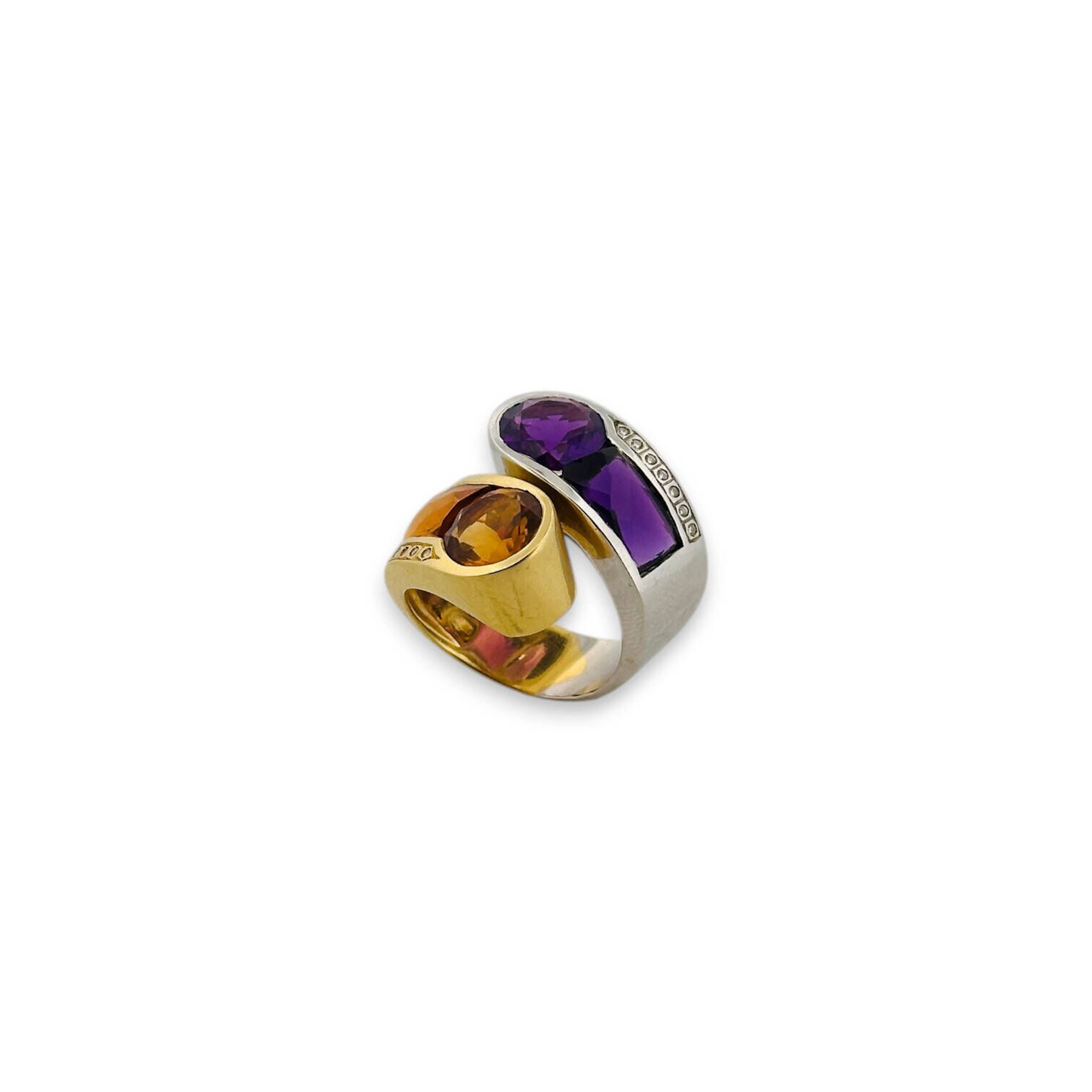 Important 18K (750) gold two-tone double-body ring set with - Lot 341