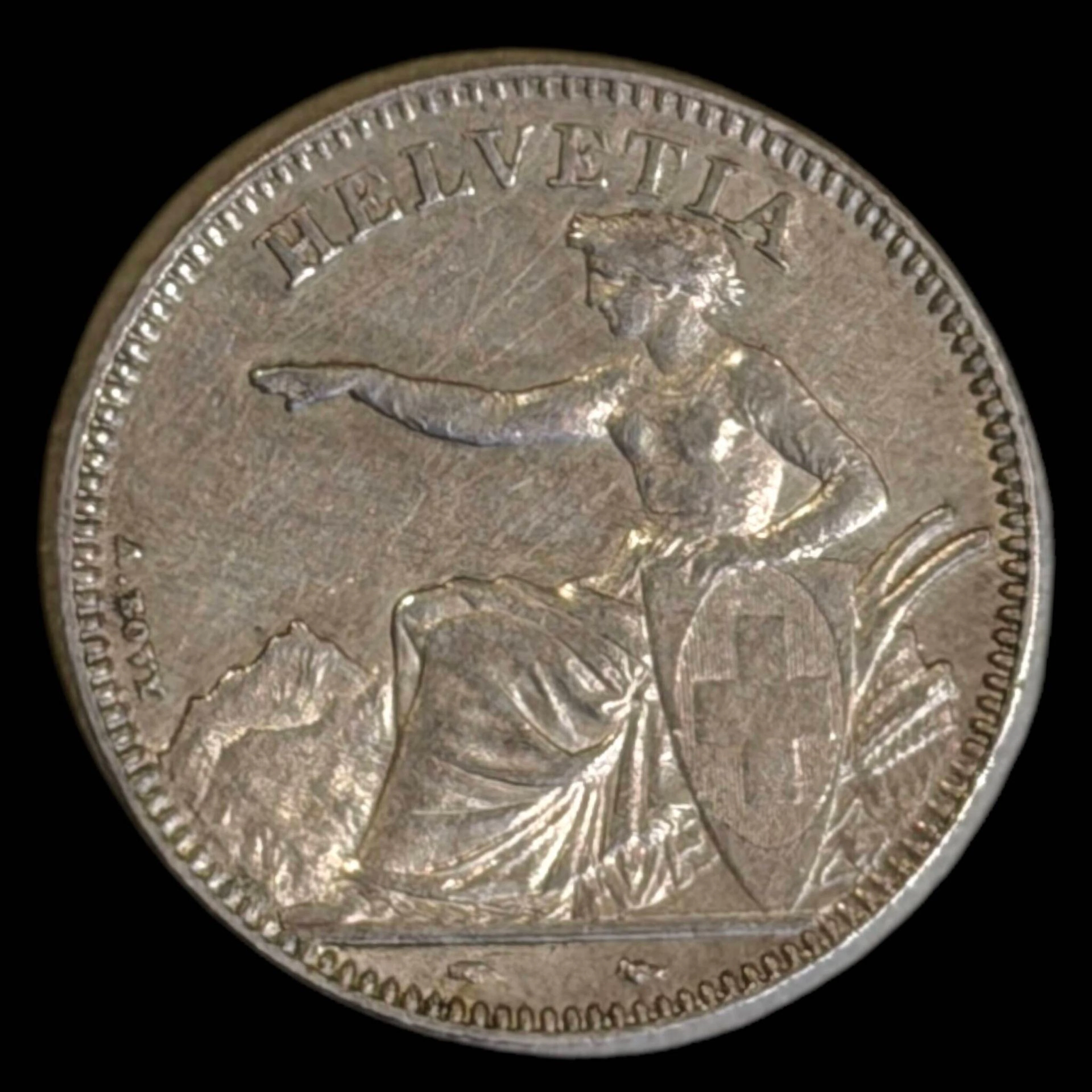 SUISSE - Confédération 2 Francs argent 1850 Paris KM : 10 Légèrement brossée TTB+