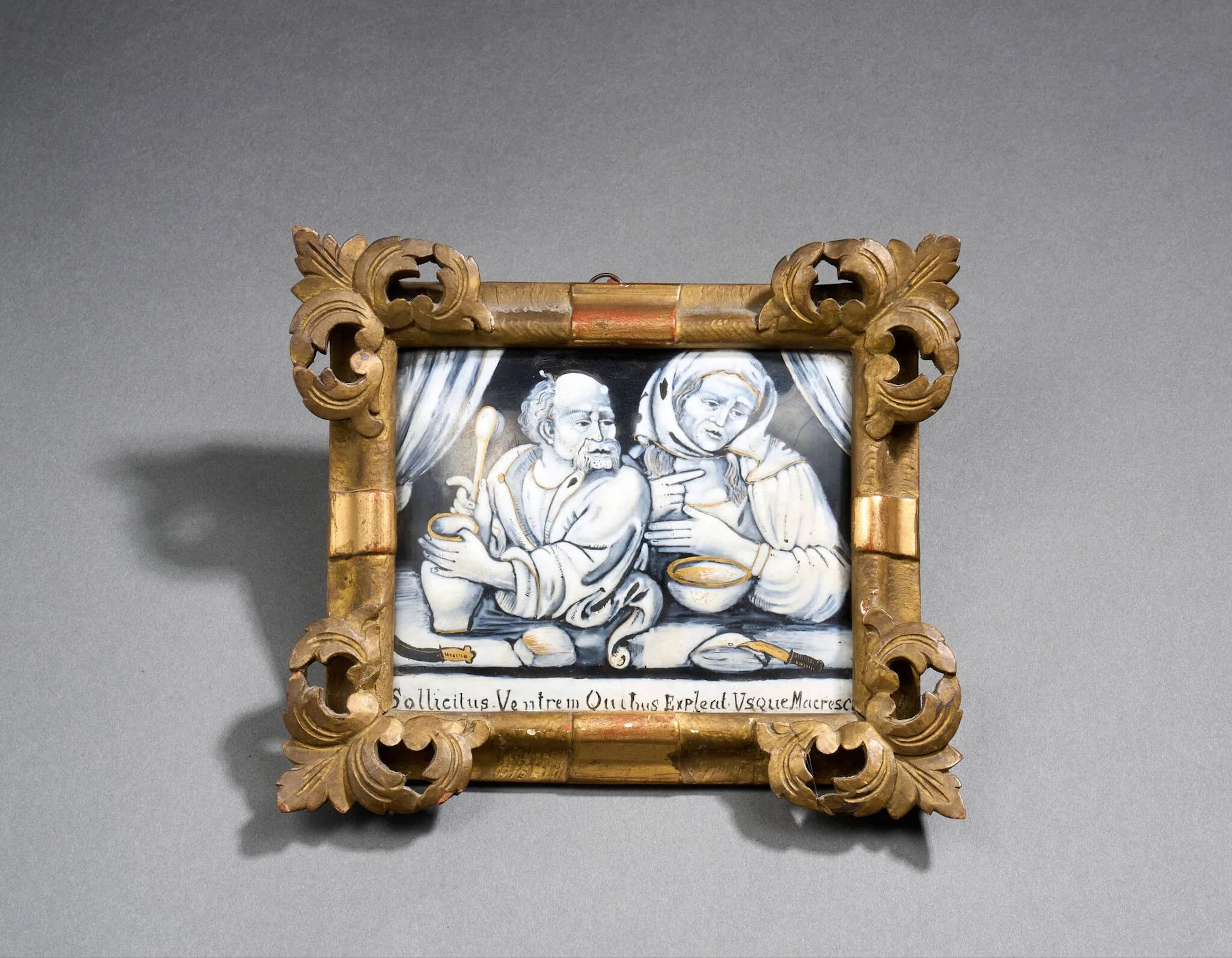 Enamel plate painted in grisaille with gold highlights depic - Lot 142