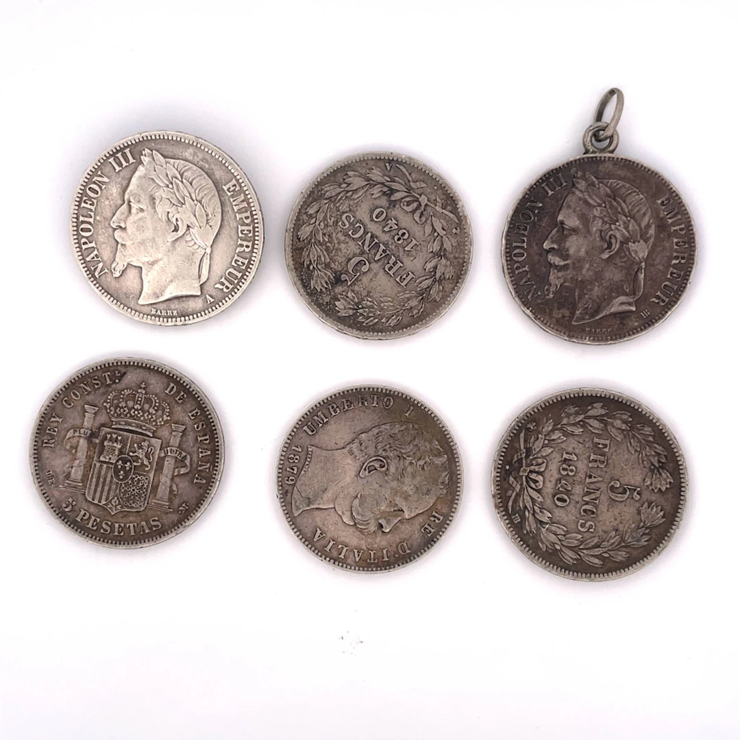 LOT of 6 silver coins (900 and min. 800‰), including 2 mount - Lot 24