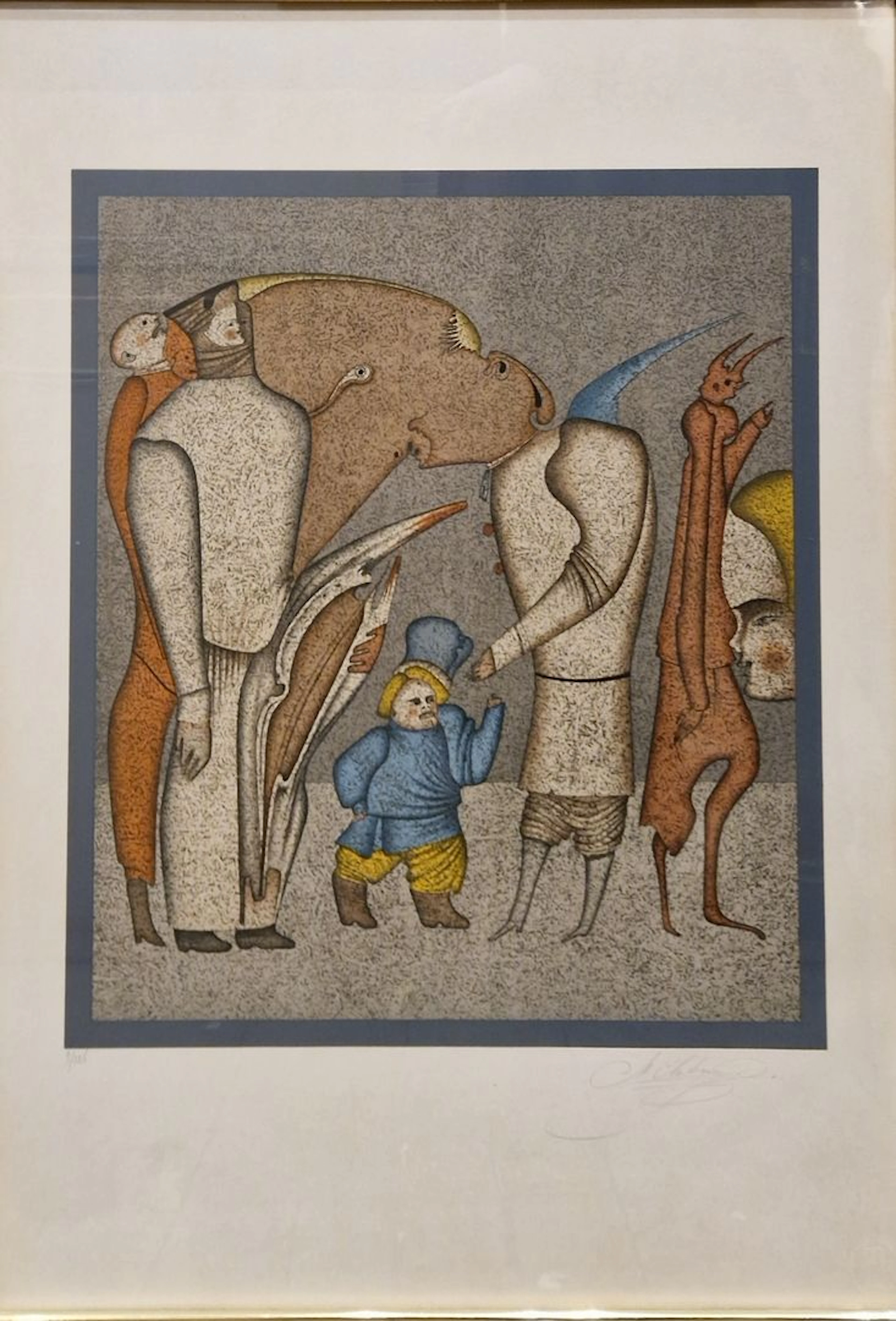 CHEMIAKIN Mikhail (né en 1943) Carnaval de St Petersbourg VII (famille), 1975 Lithographie en couleurs, 9/225, signée en bas à droite légère insolation Planche : 50.5 x 44 cm - Feuille : 75 x 53 cm