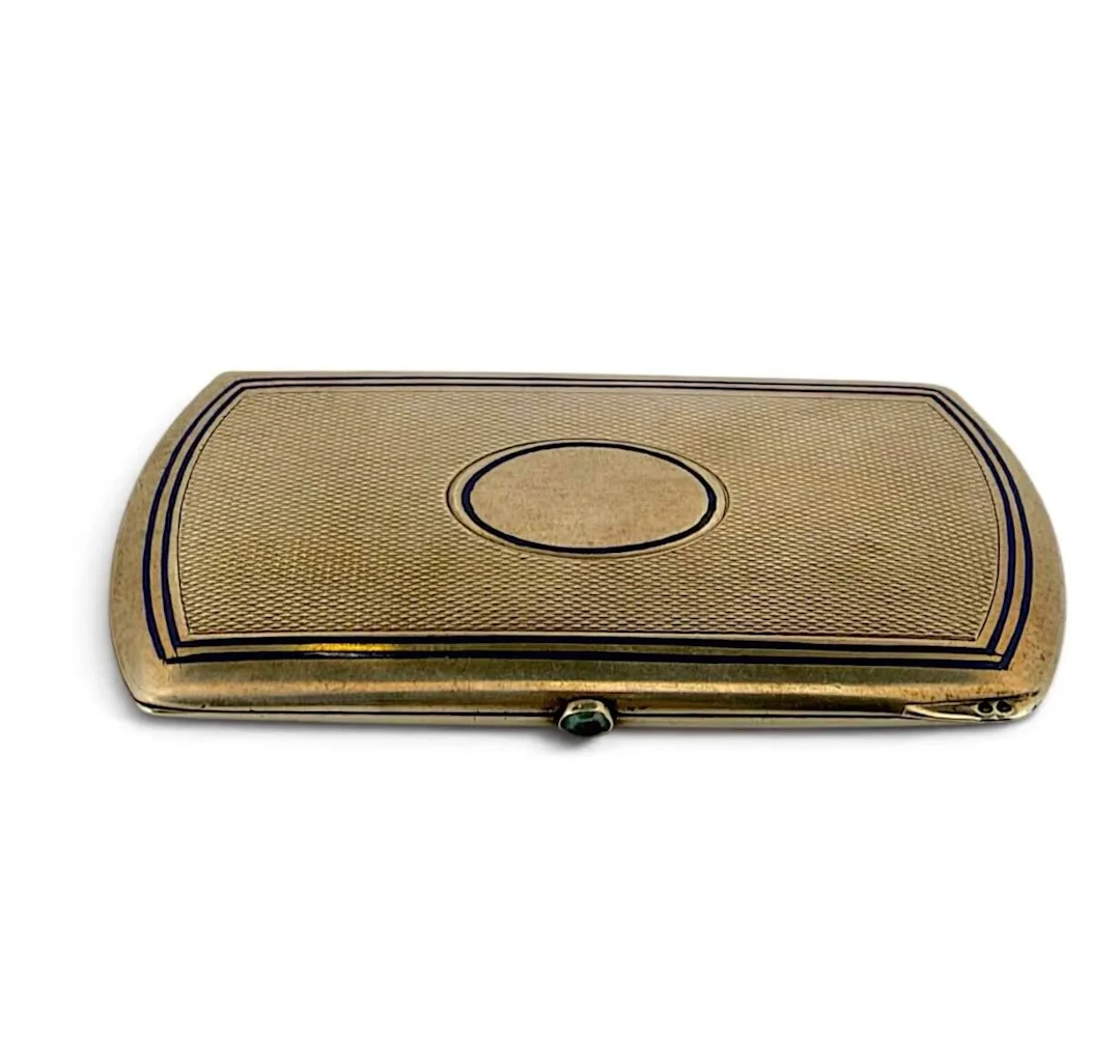 Small silver (800) cigarette case, partially guilloché, one - Lot 364