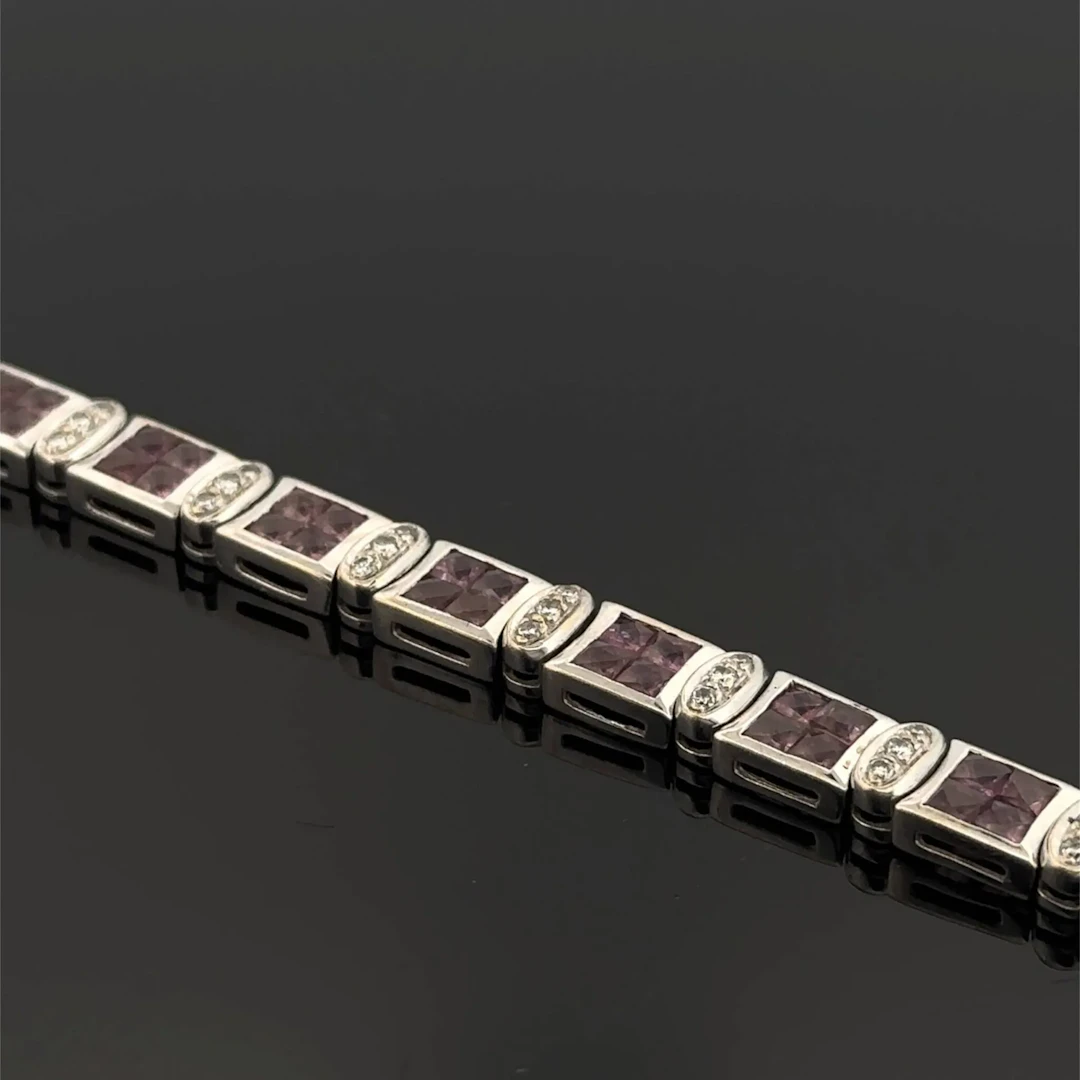 White gold (750) bracelet set with alternating calibrated pi - Lot 316