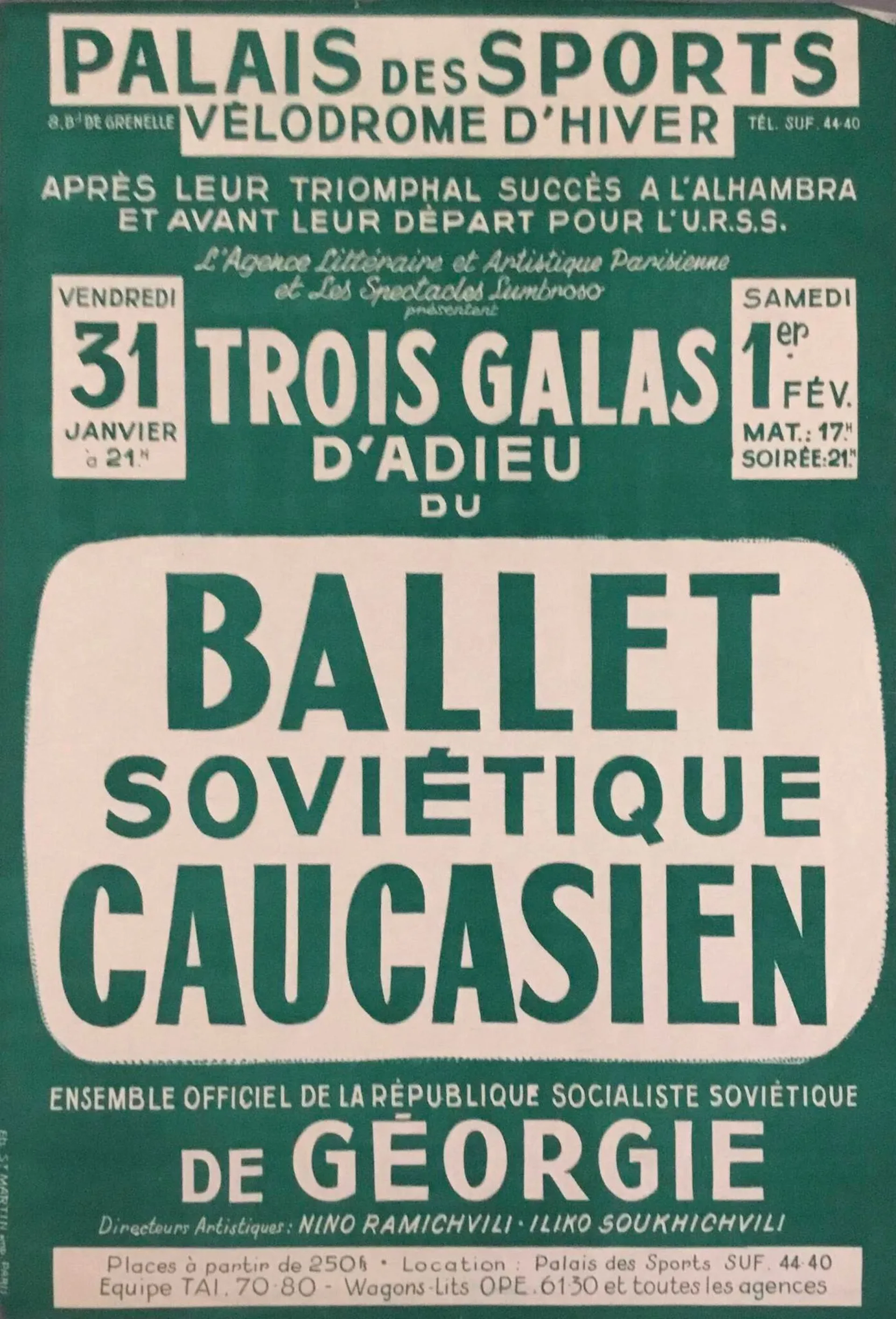 Show Poster for Palais des sports three farewell galas of th - Lot 666