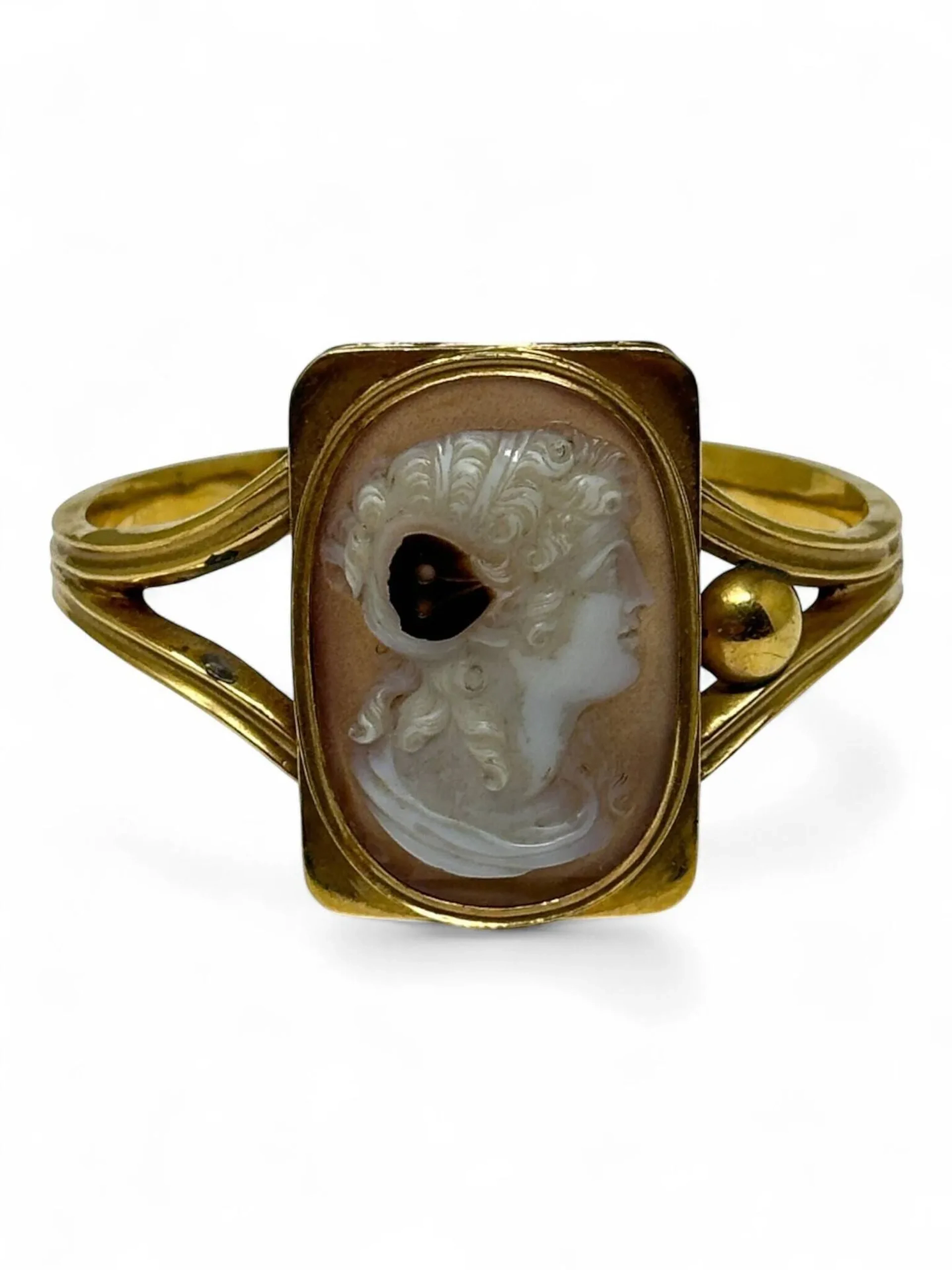 Rigid opening bracelet in 18k (750th) gold, centered on an o - Lot 51