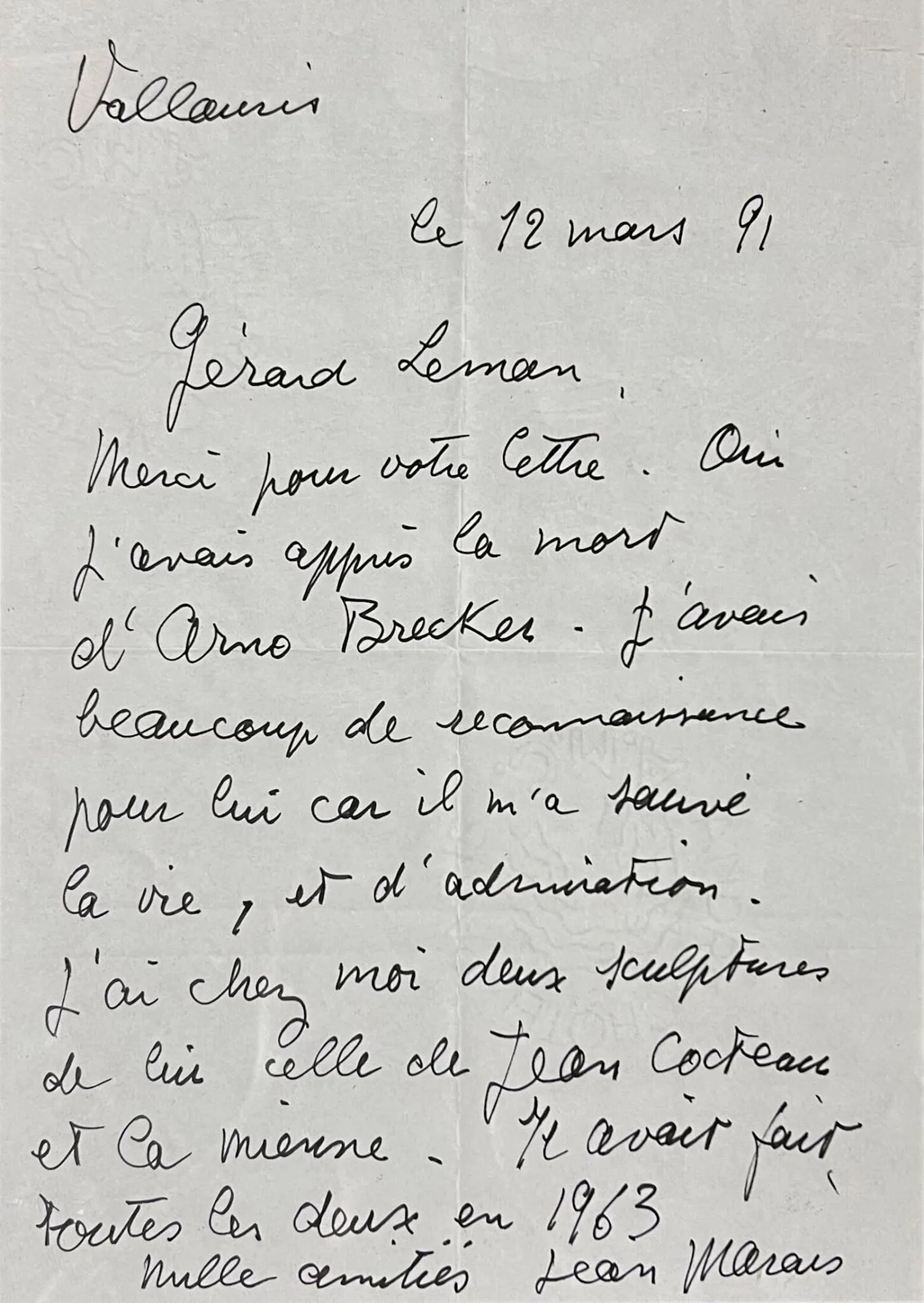 Jean MARAIS (1913 - 1998). Autograph manuscript, - Lot 197
