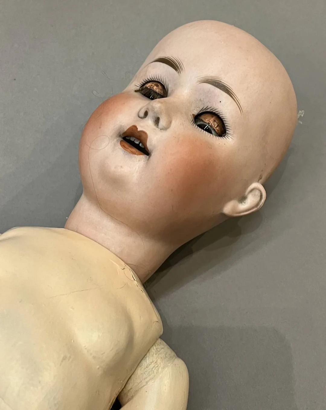 German baby with characterized bisque head, open mouth, mark - Lot 430