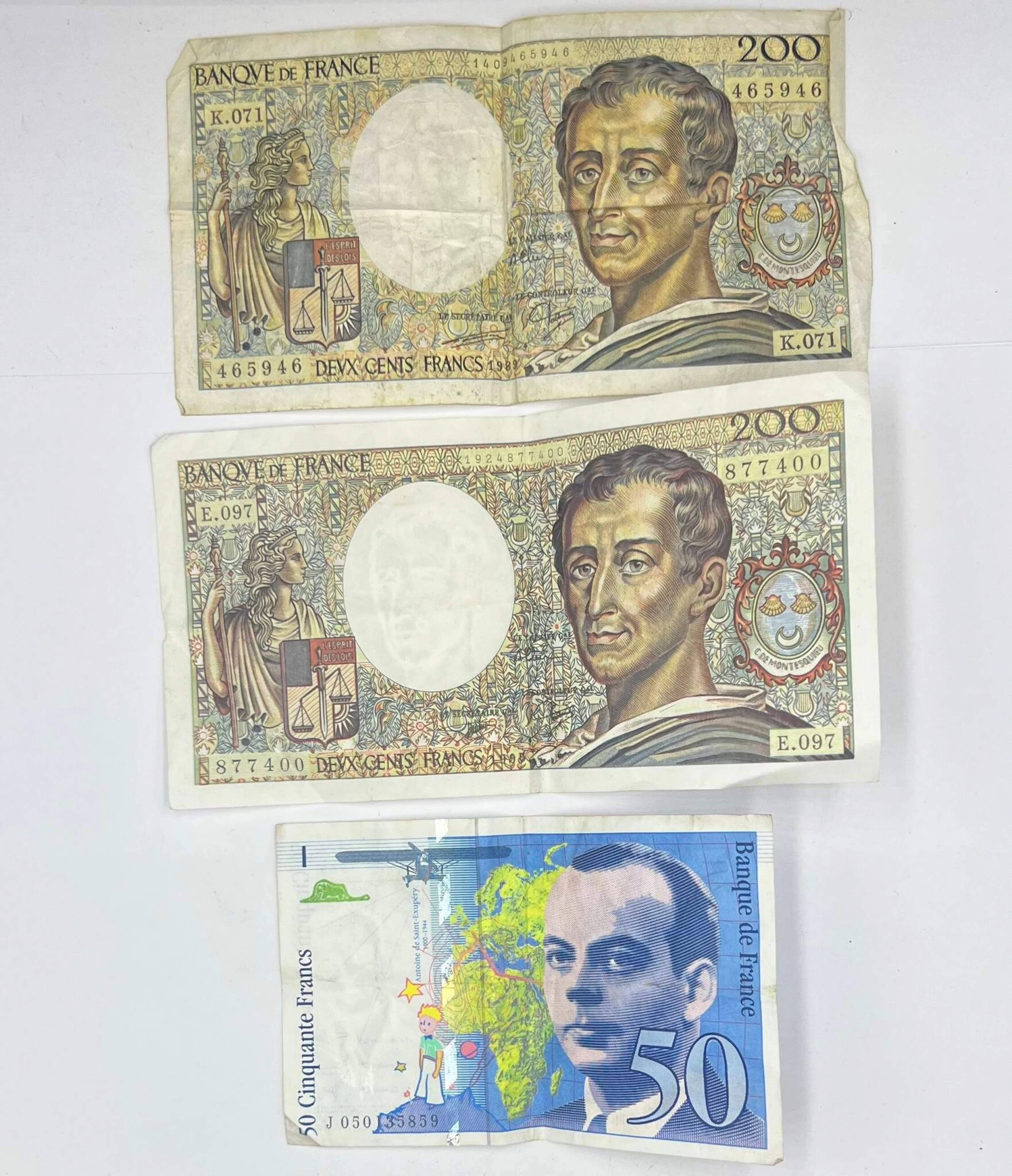 Three French banknotes: - Lot 81