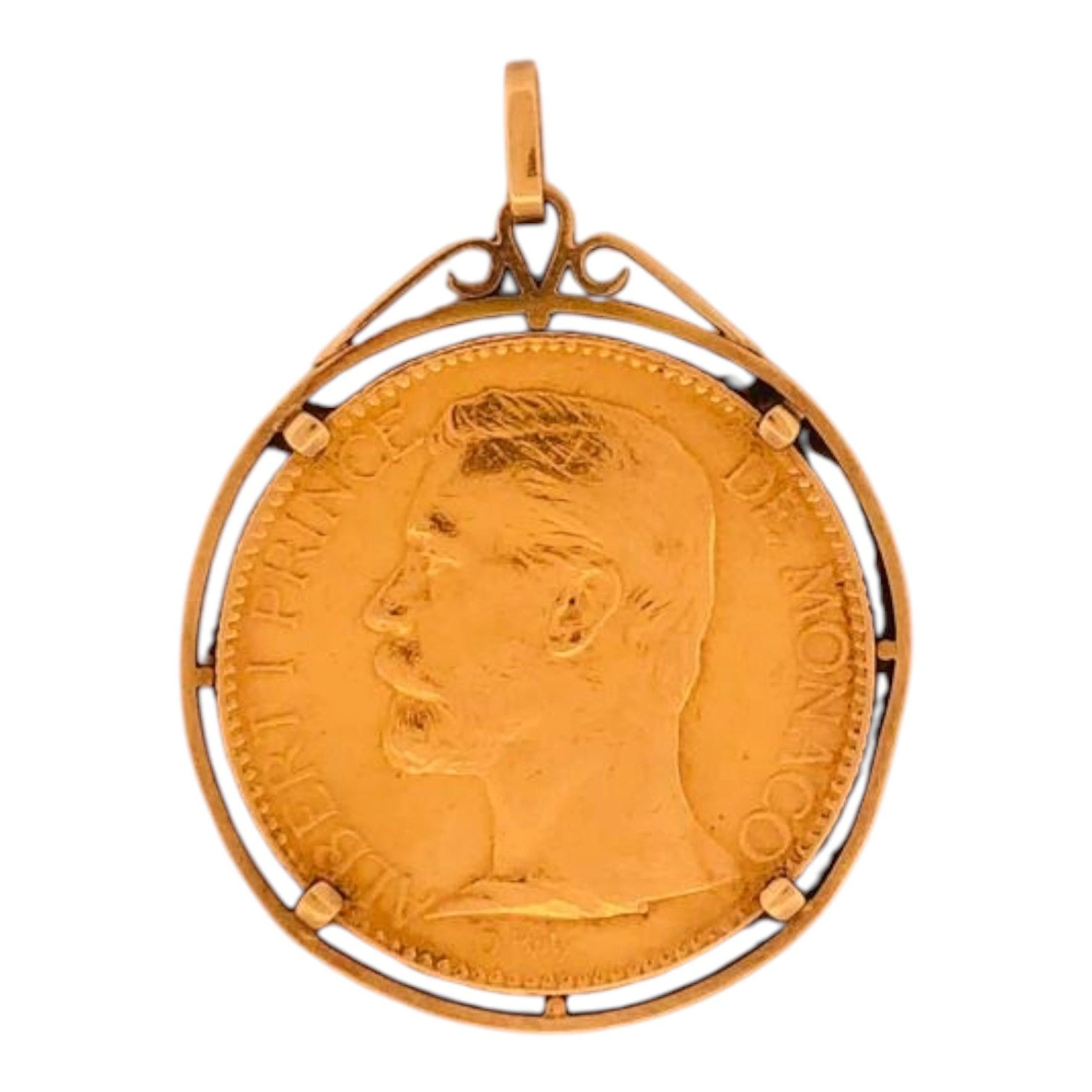 100 Francs gold Albert 1- Monaco. Mounted as a pendant - Lot 334