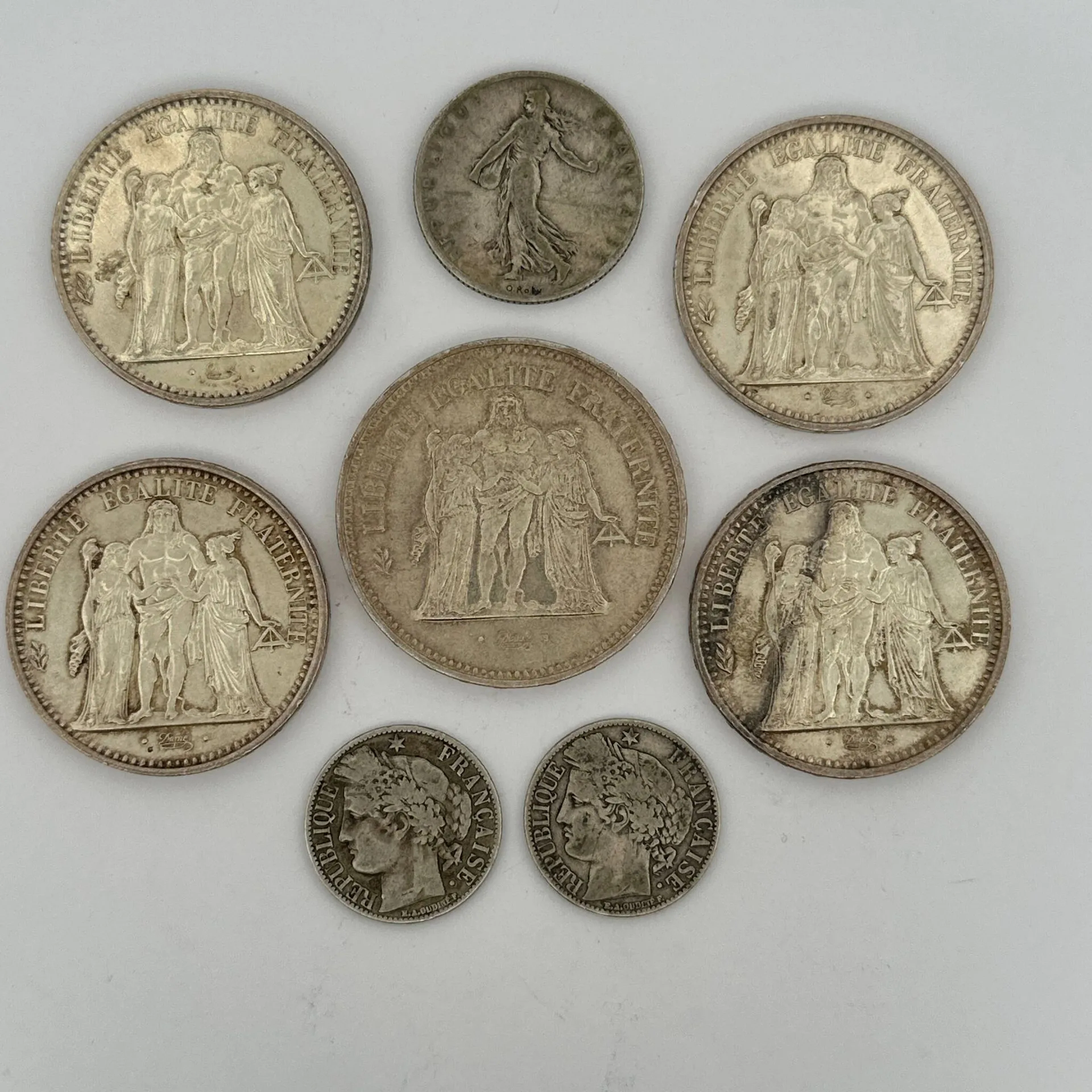 Set of 8 French silver coins: - Lot 38