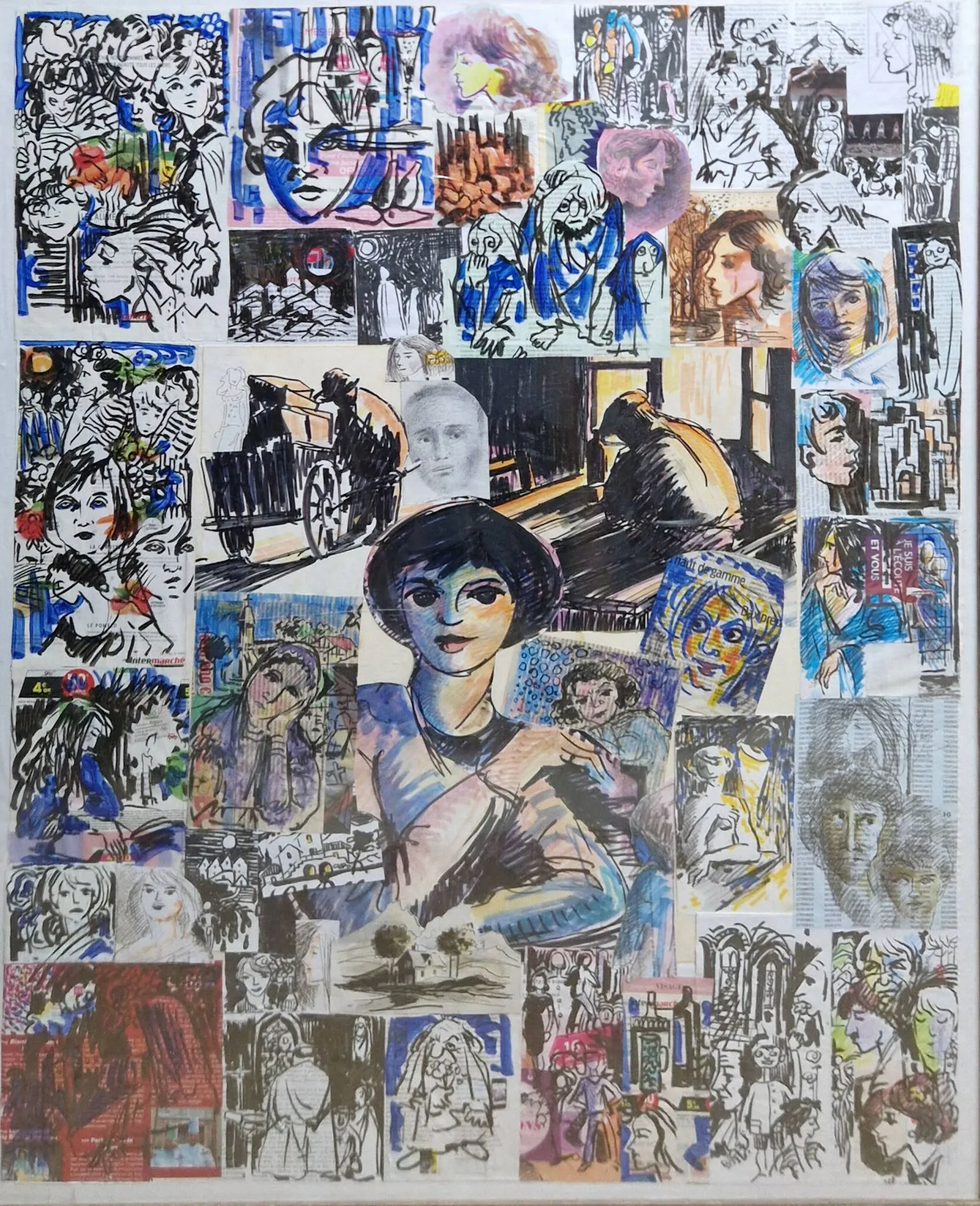 ECOLE MODERNE Sans titre technique mixte et collages, signé en bas à droite 103 x 80 cm à vue