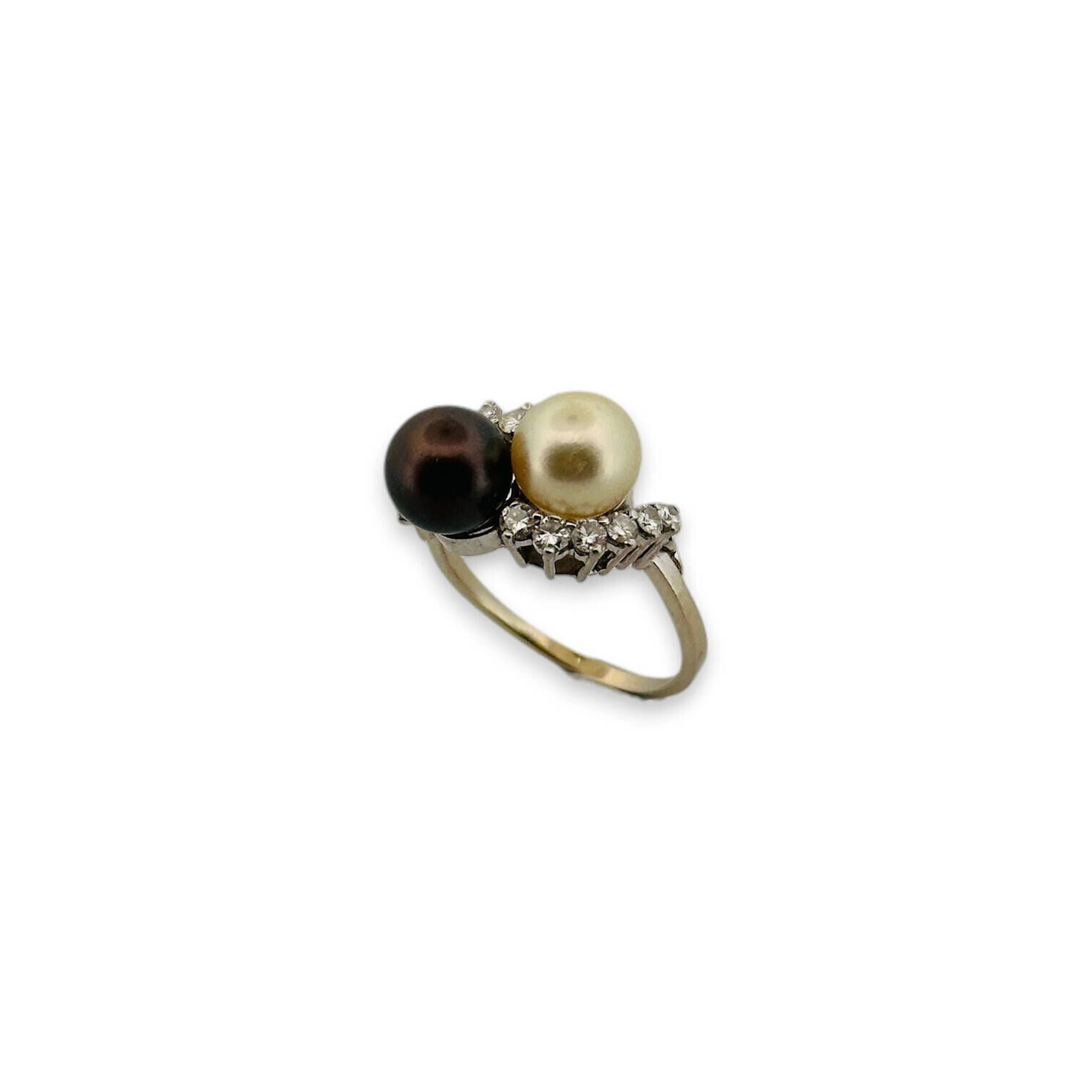 Toi&Moi ring in 18K (750) gold set with a white cultured pea - Lot 255