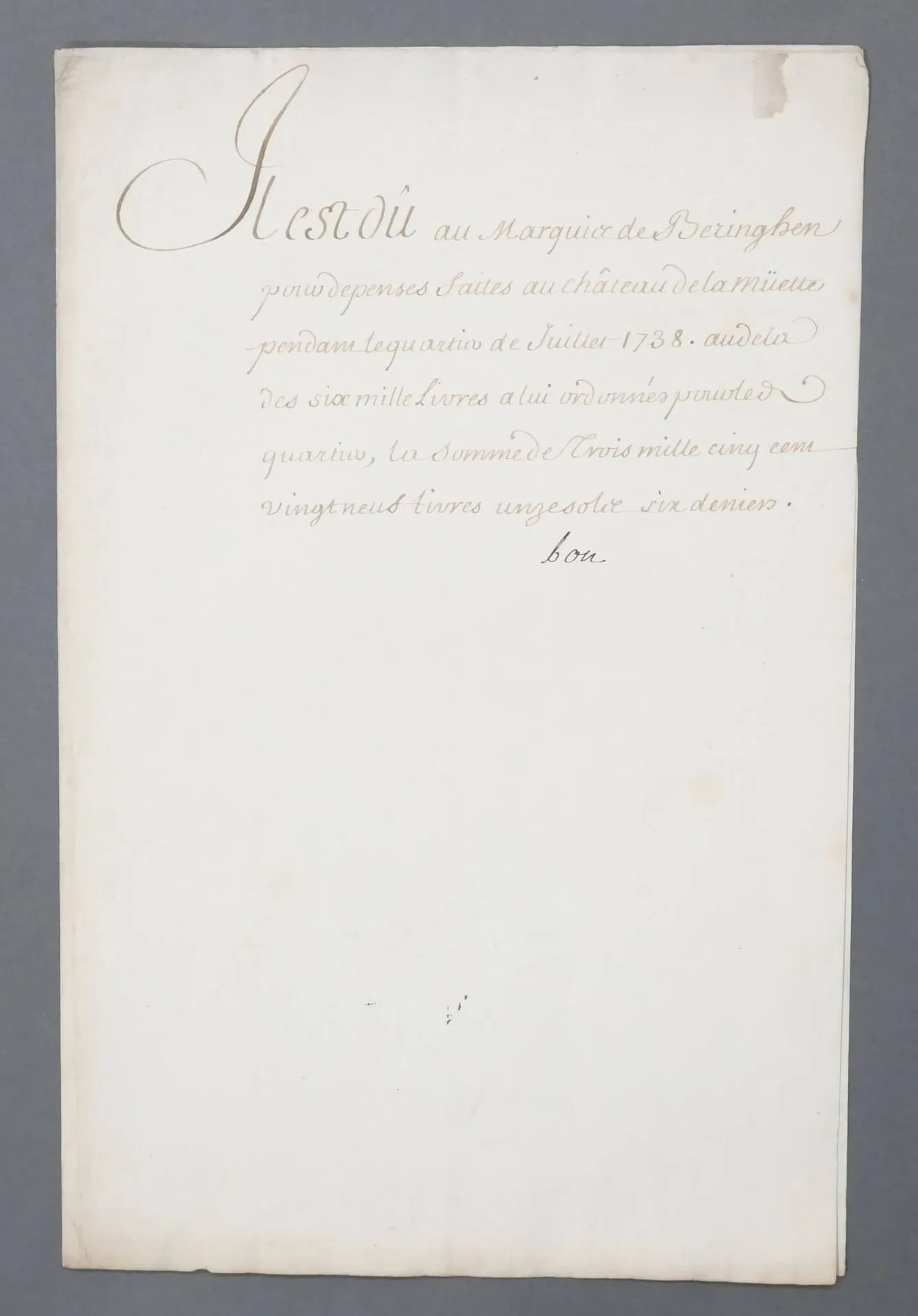 LOUIS XV. Piece with autograph annotation. S.l.n.d. [1738]. - Lot 316