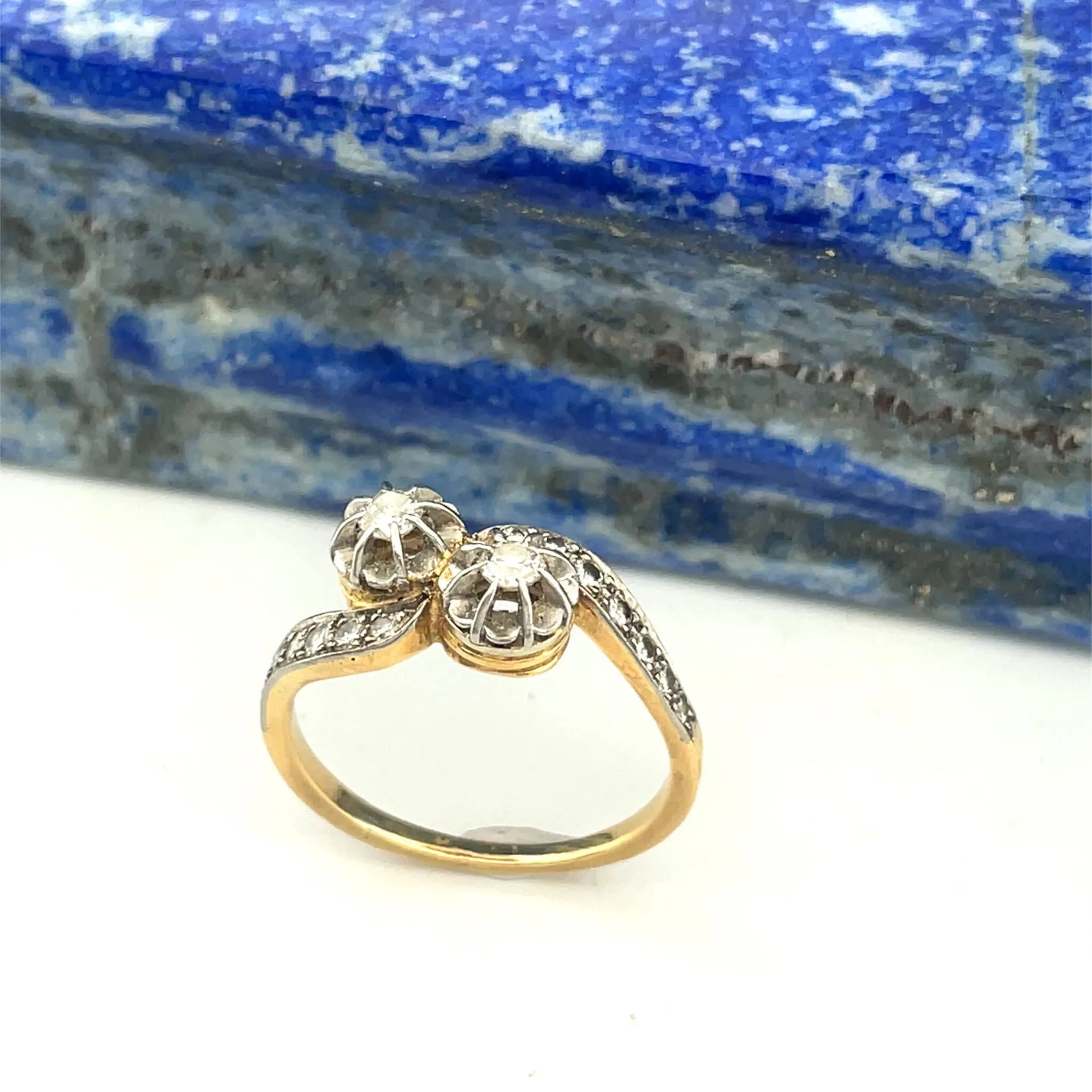 "You & Me" ring in yellow gold (750) and platinum (min. - Lot 287