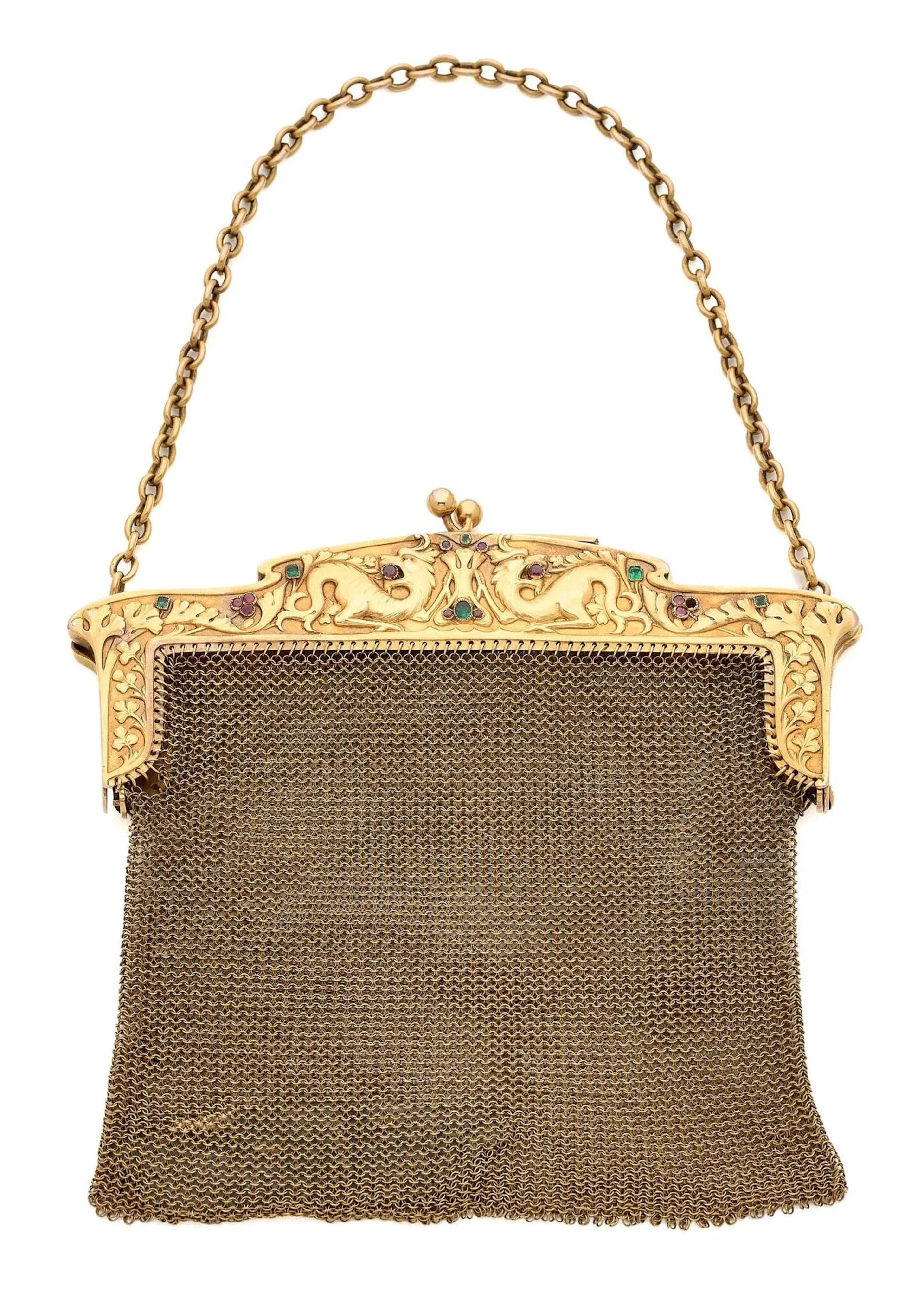 Minaudière bag in 18K (750) yellow gold with flexible braide - Lot 45