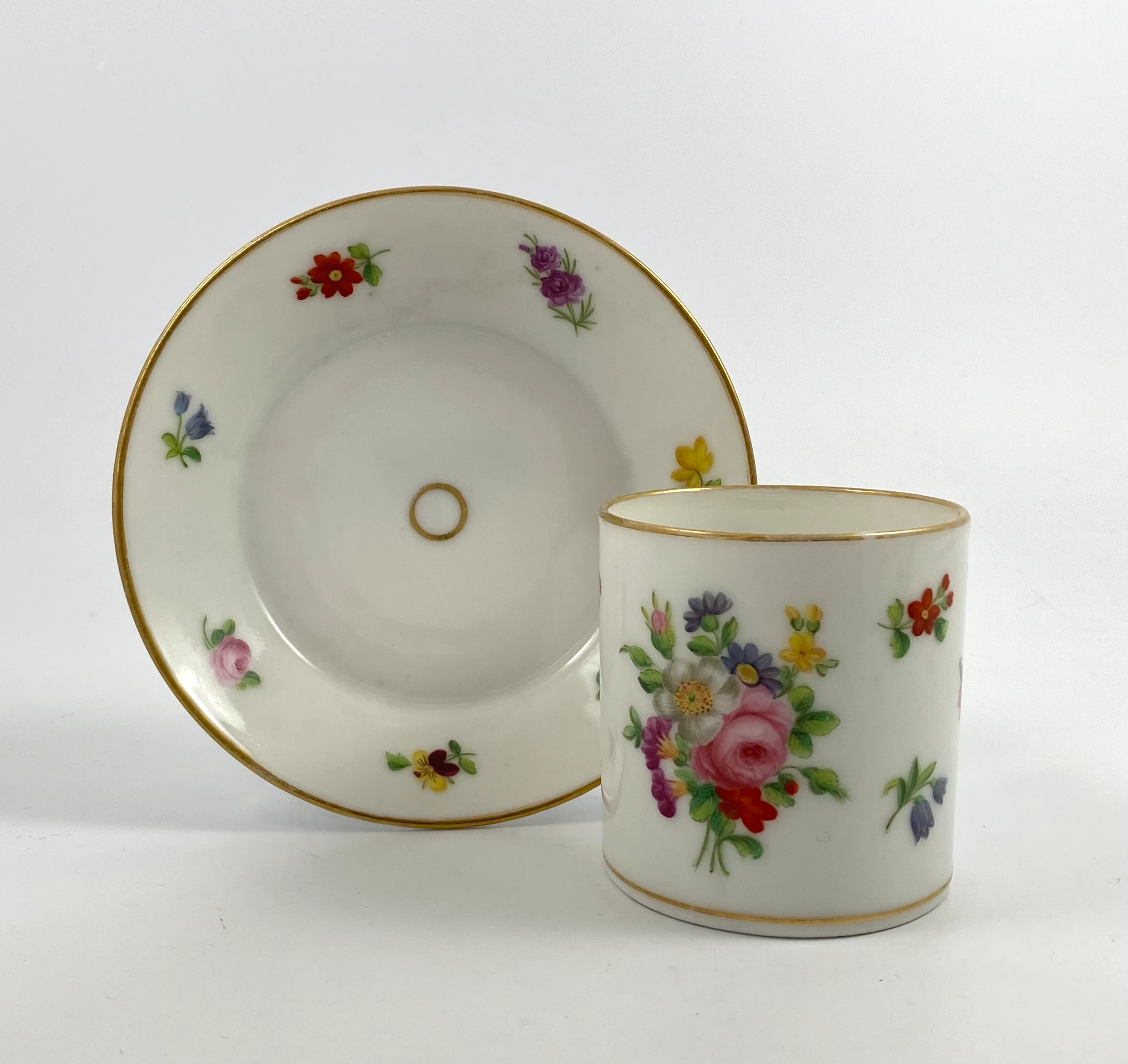 Paris porcelain coffee can and saucer, c. 1830.
