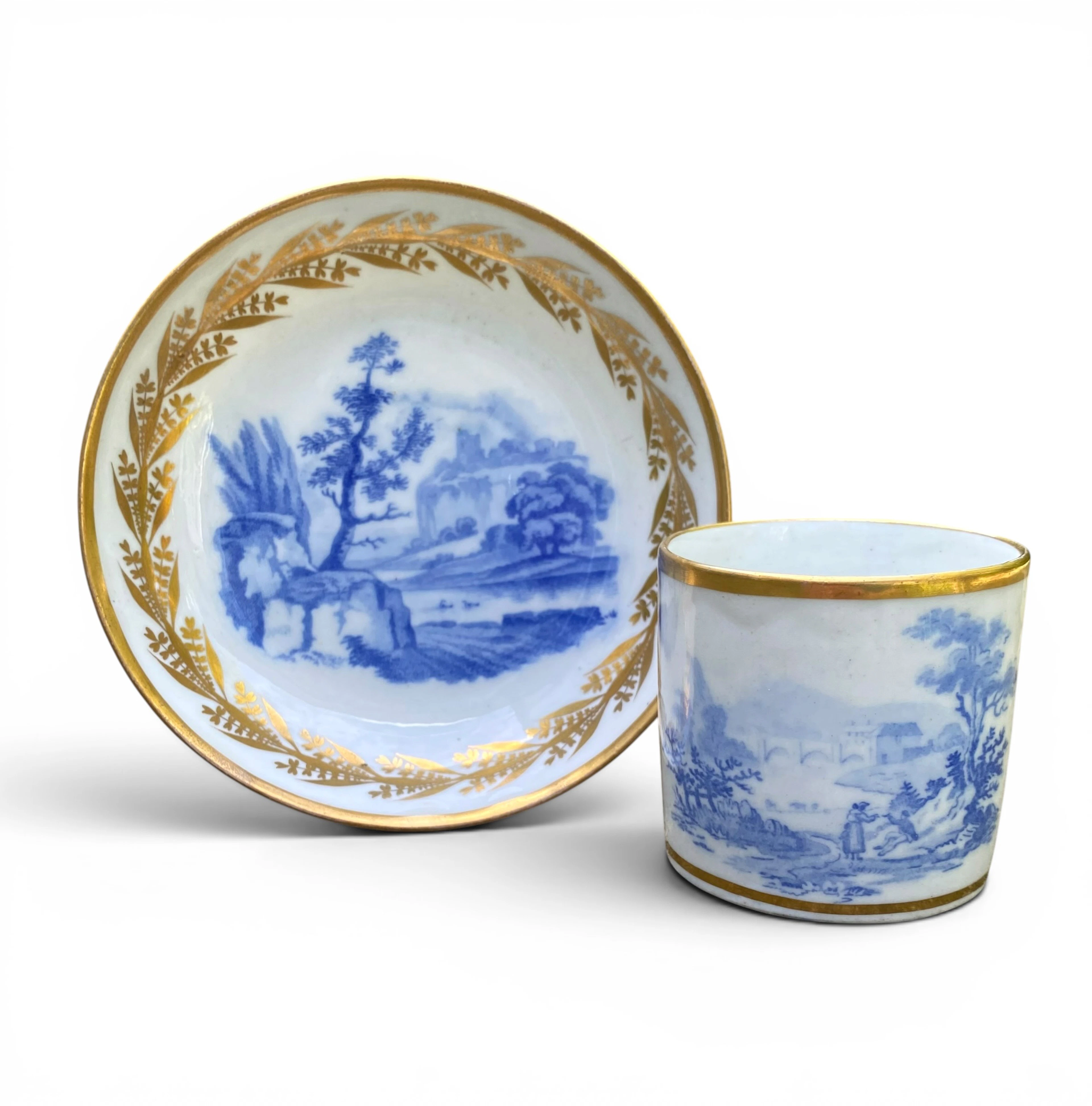 New Hall coffee can & saucer, pattern 487. c.1800.