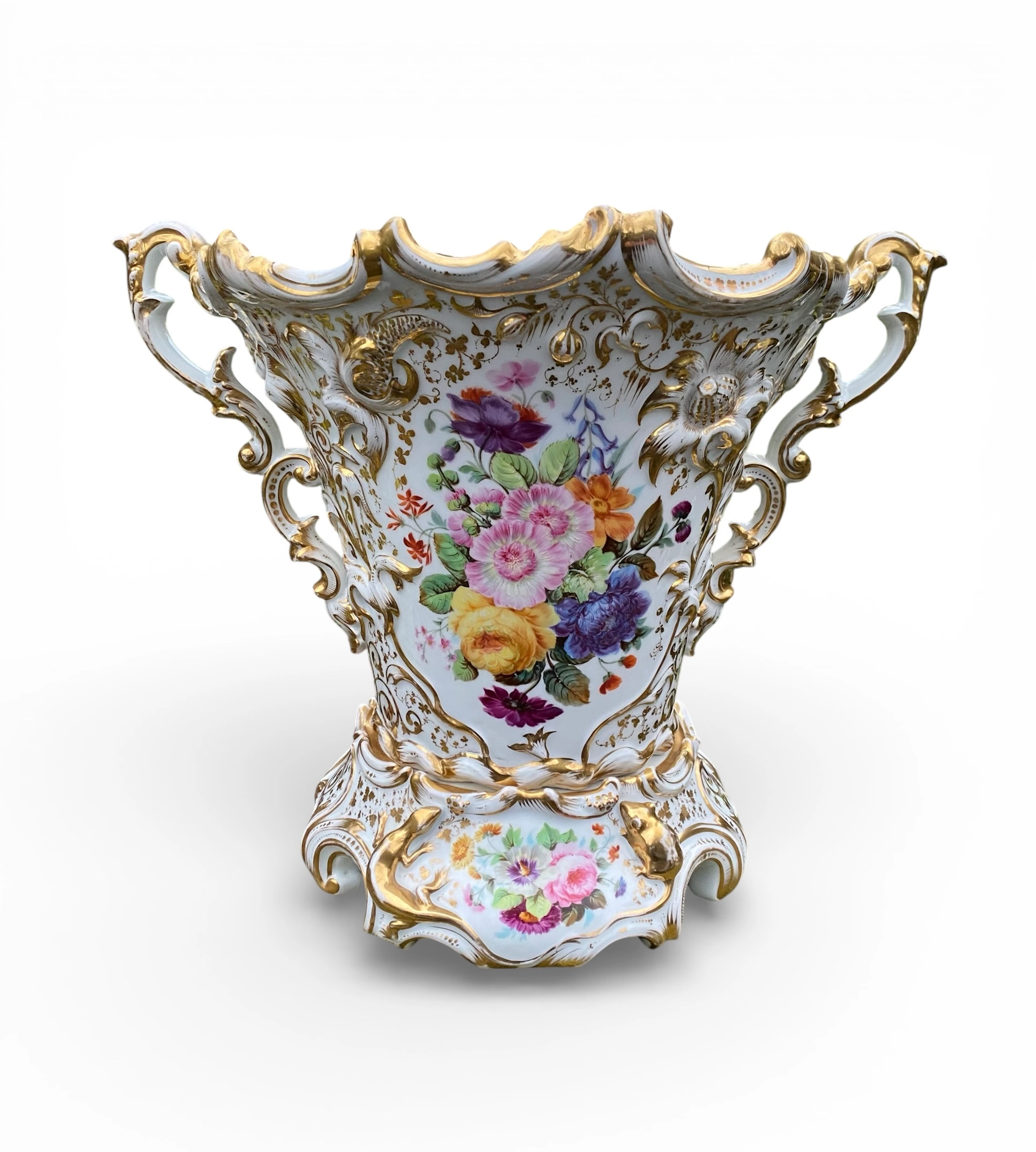 French porcelain cache pot & stand of large size, c. 1850.