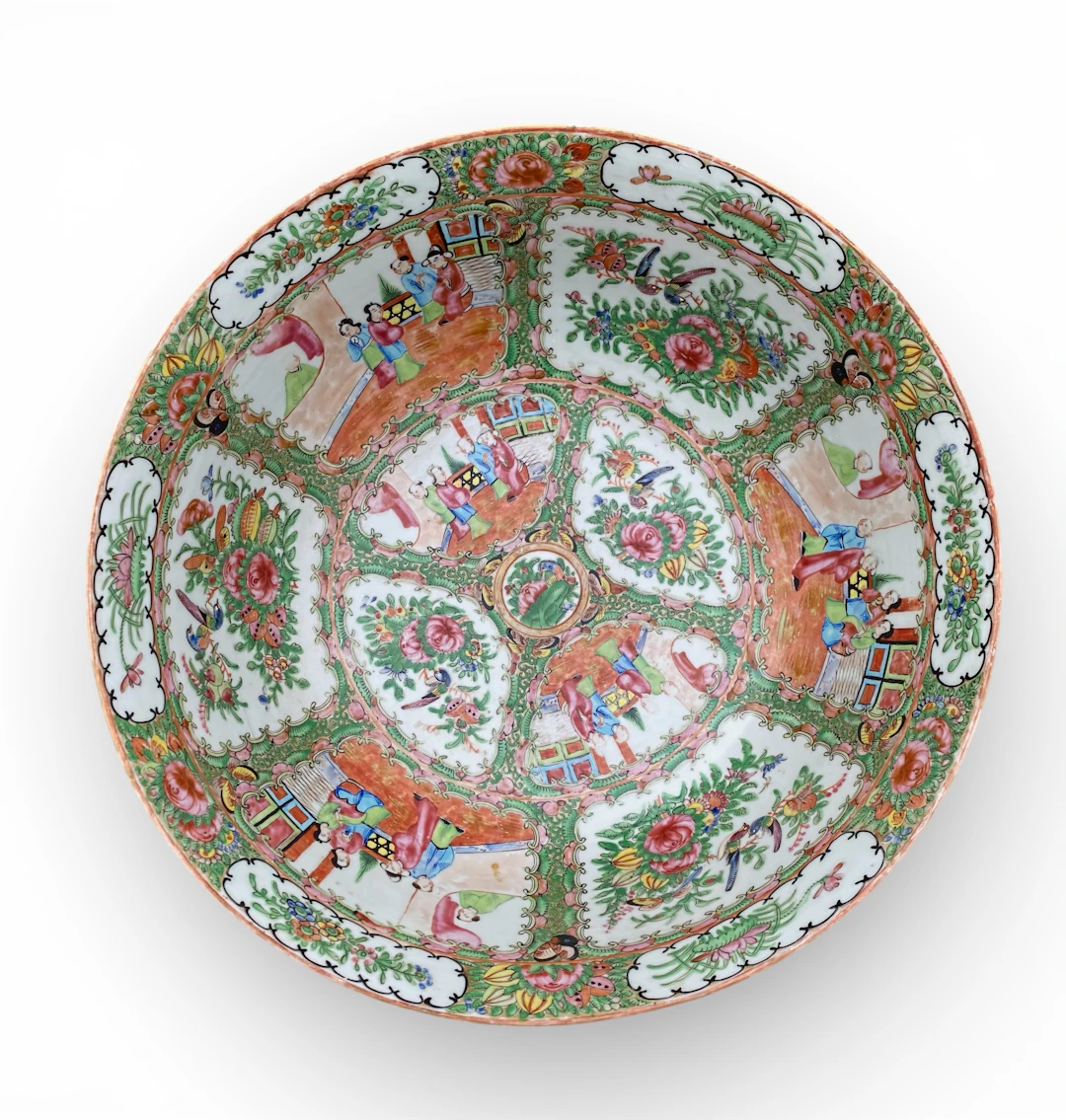 Cantonese porcelain punch bowl, China, c. 1900. Qing Dynasty.