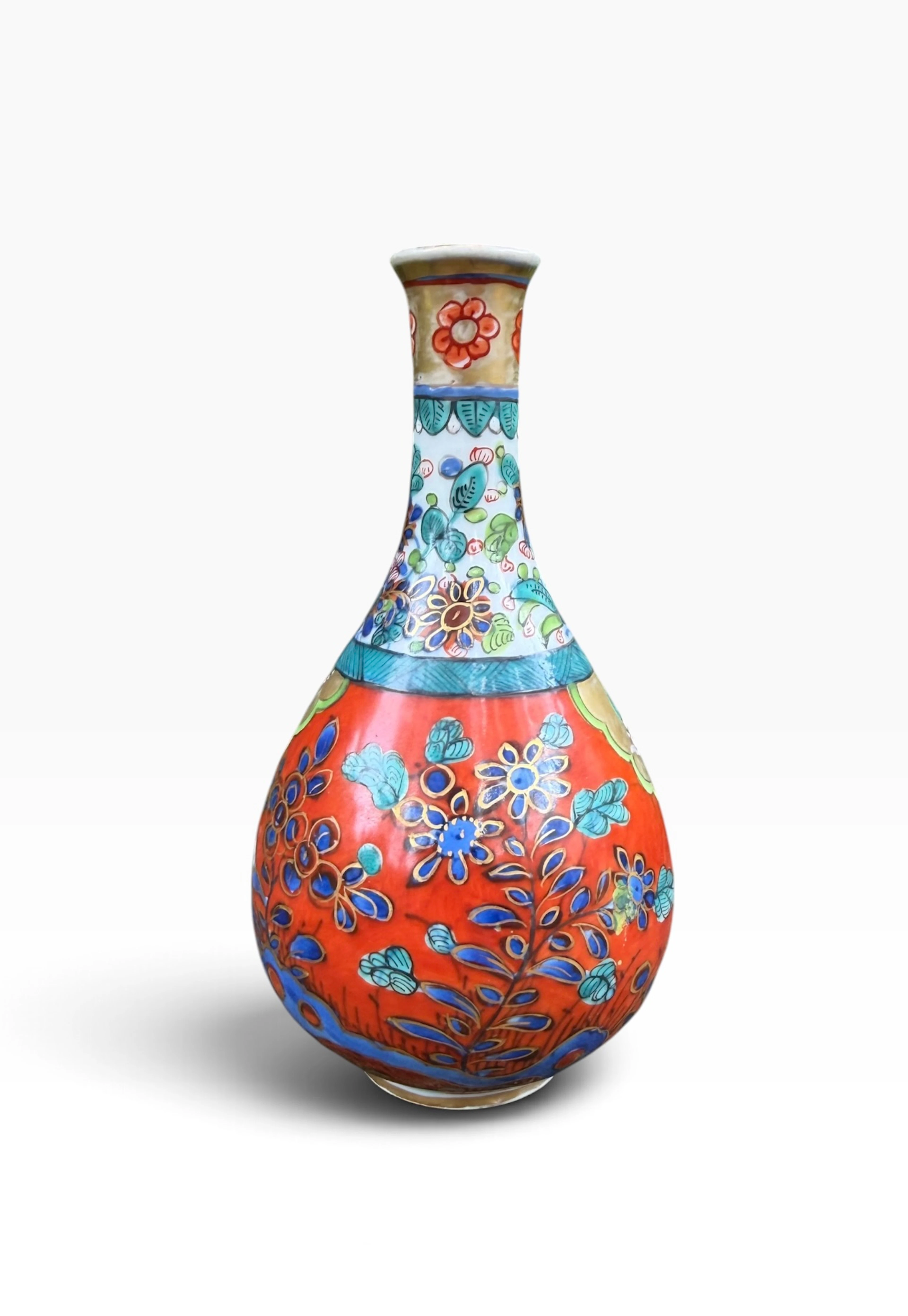 Chinese porcelain ‘Clobbered’ vase, c. 1700, Kangxi Period.