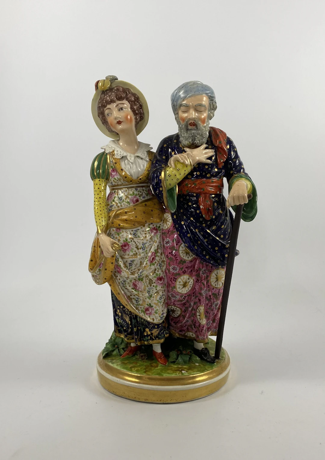 Rare Derby porcelain figure of Belisarius and his Daughter, c. 1820.