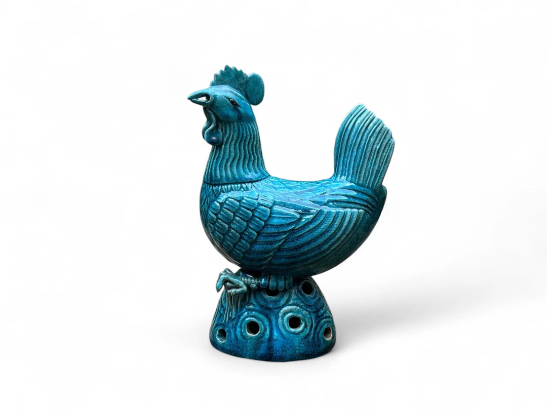 Chinese turquoise glazed cockerel, Qing Dynasty.