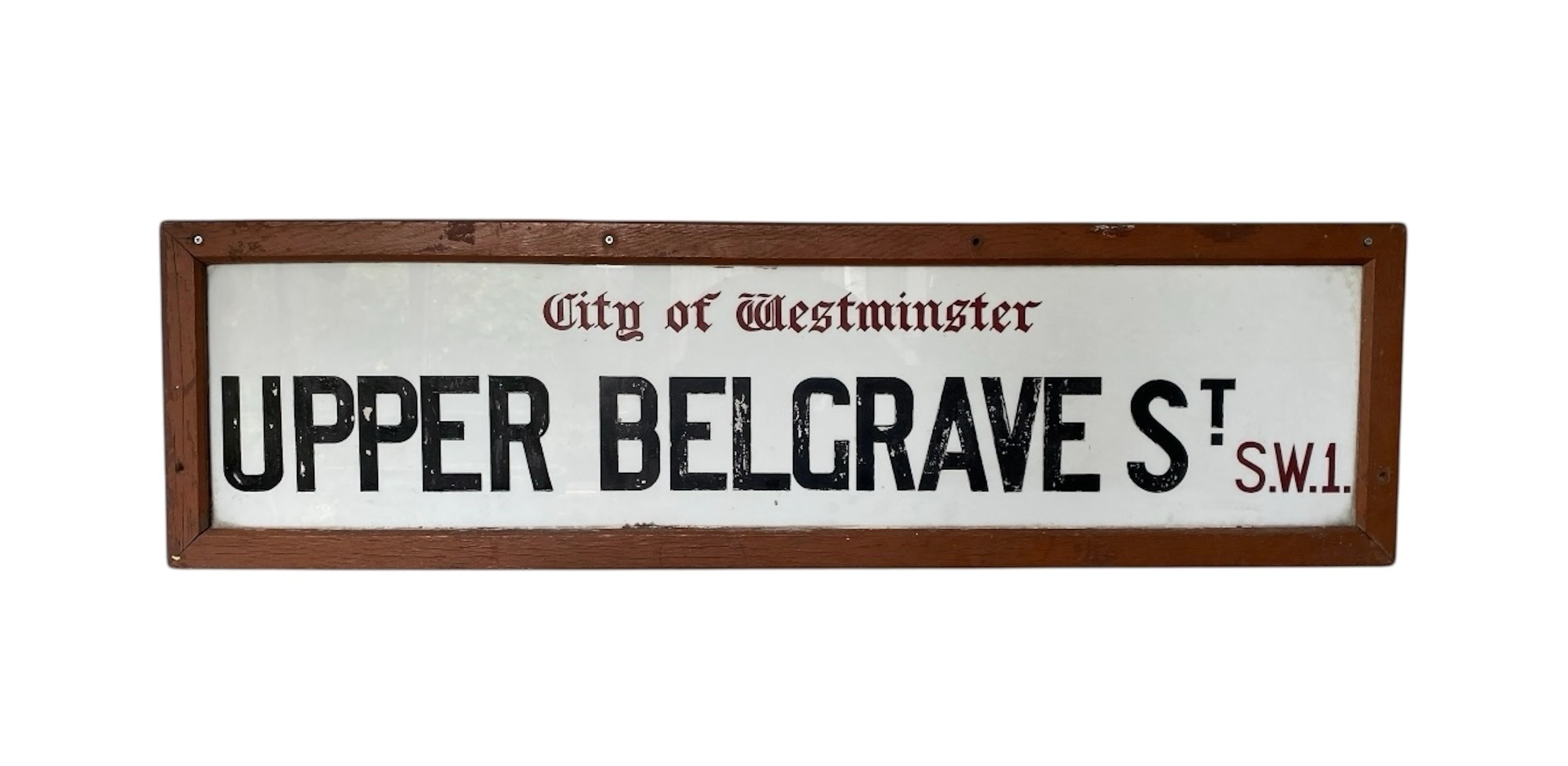 Upper Belgrave Street, London SW1, vitriolite glass street sign, c. 1910.
