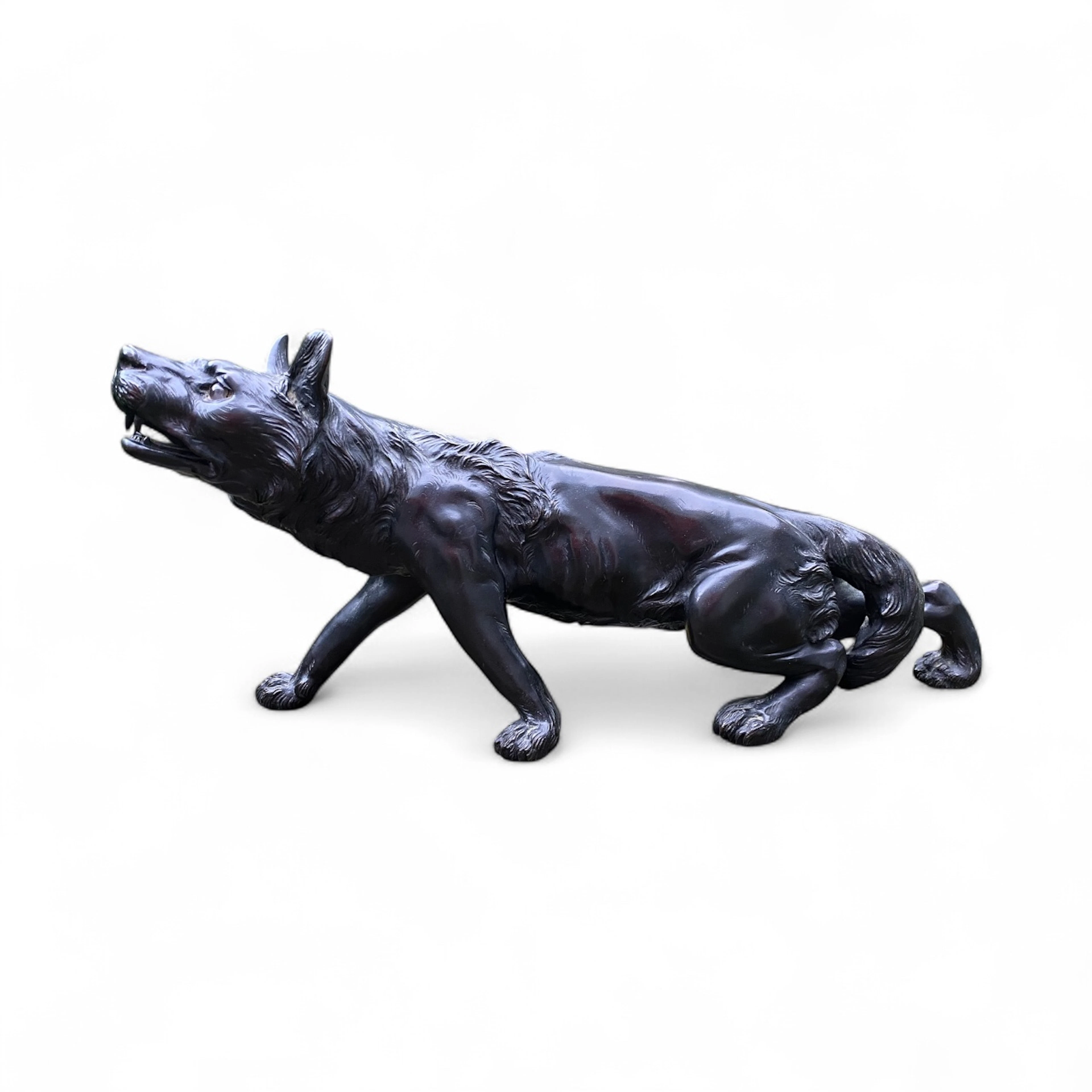Japanese bronze Wolf okimono, c. 1890, Meiji Period.