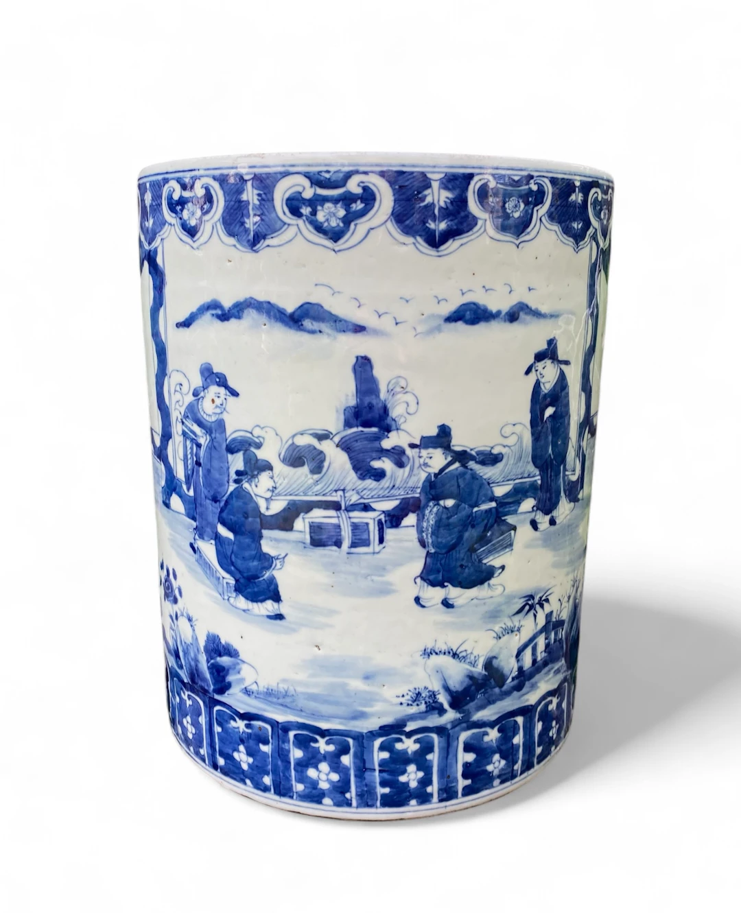 Chinese porcelain large brush pot, c. 1880, Qing Dynasty.