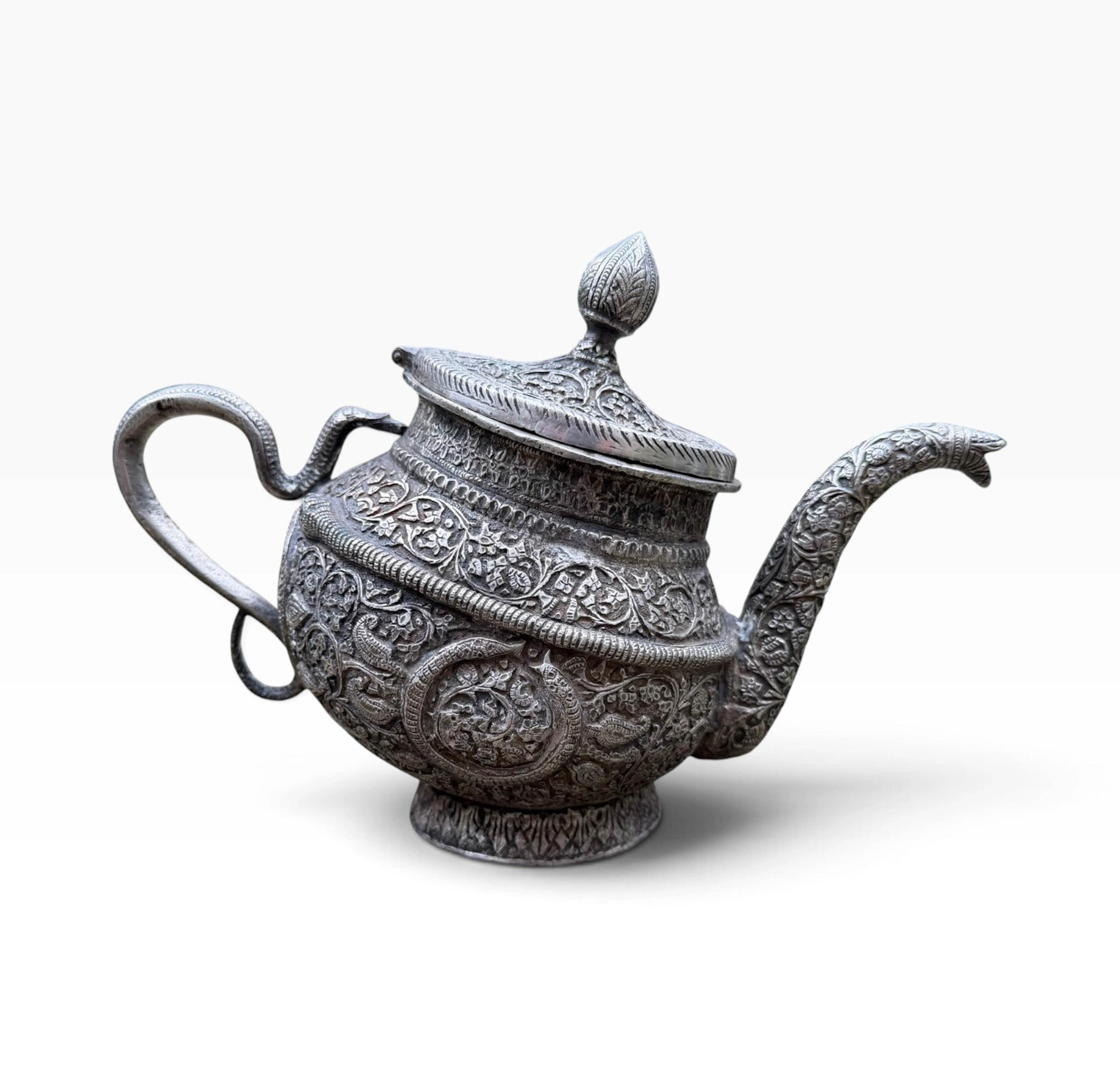 Kashmiri Kang shaped teapot, India, c. 1900.