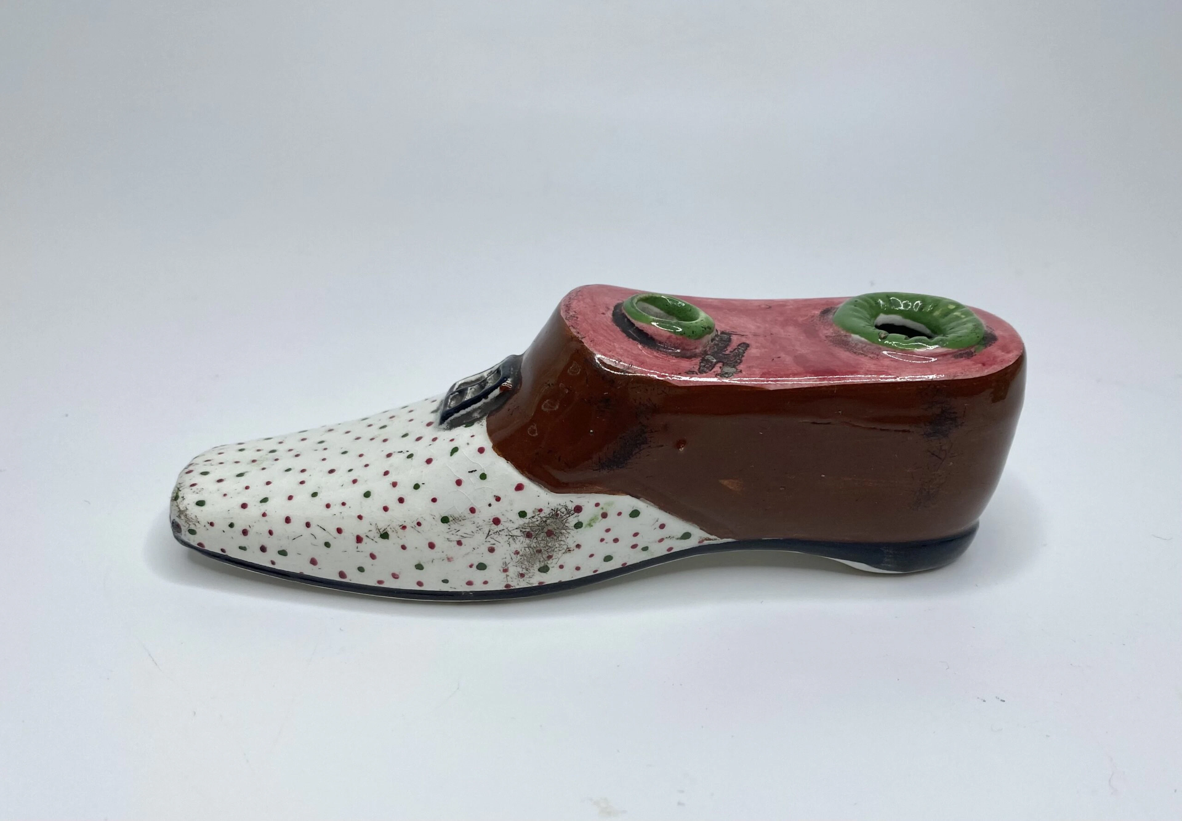Scottish pottery shoe inkwell, c. 1830