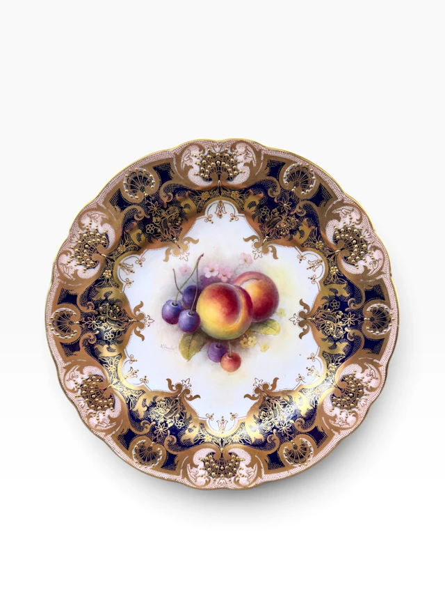 Royal Worcester Fruit plate, Albert Shuck, dated 1924.