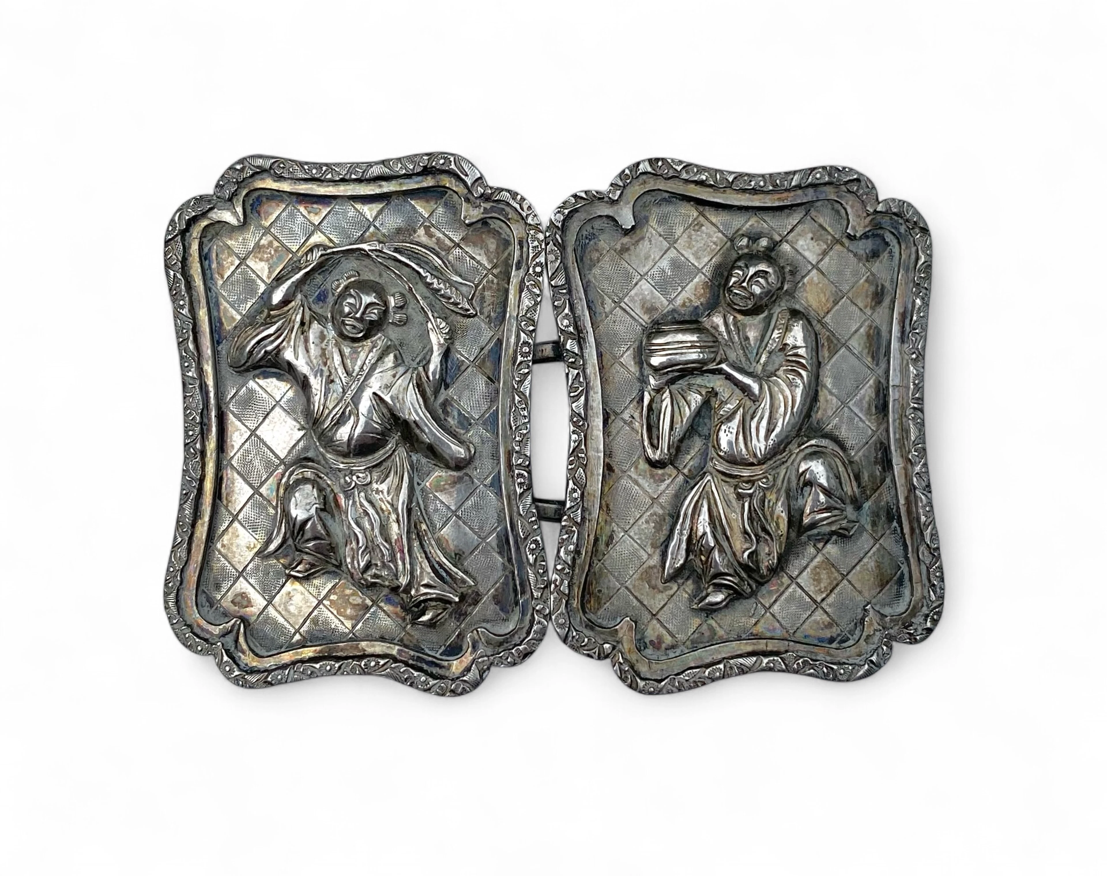 Chinese silver buckle, Wo Shing, c. 1900.