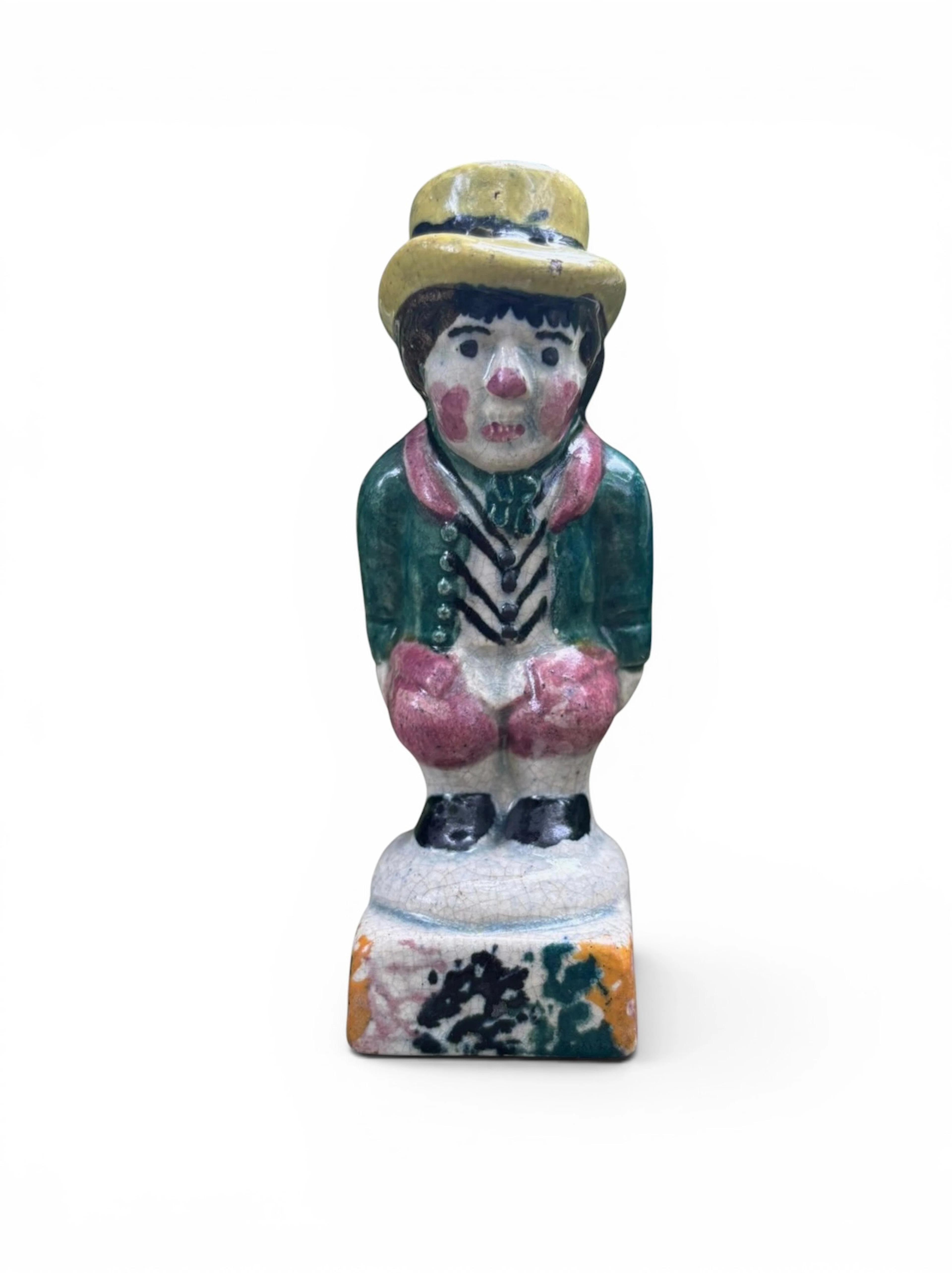 Prattware Roger Giles pepper pot, Staffordshire, 1830.