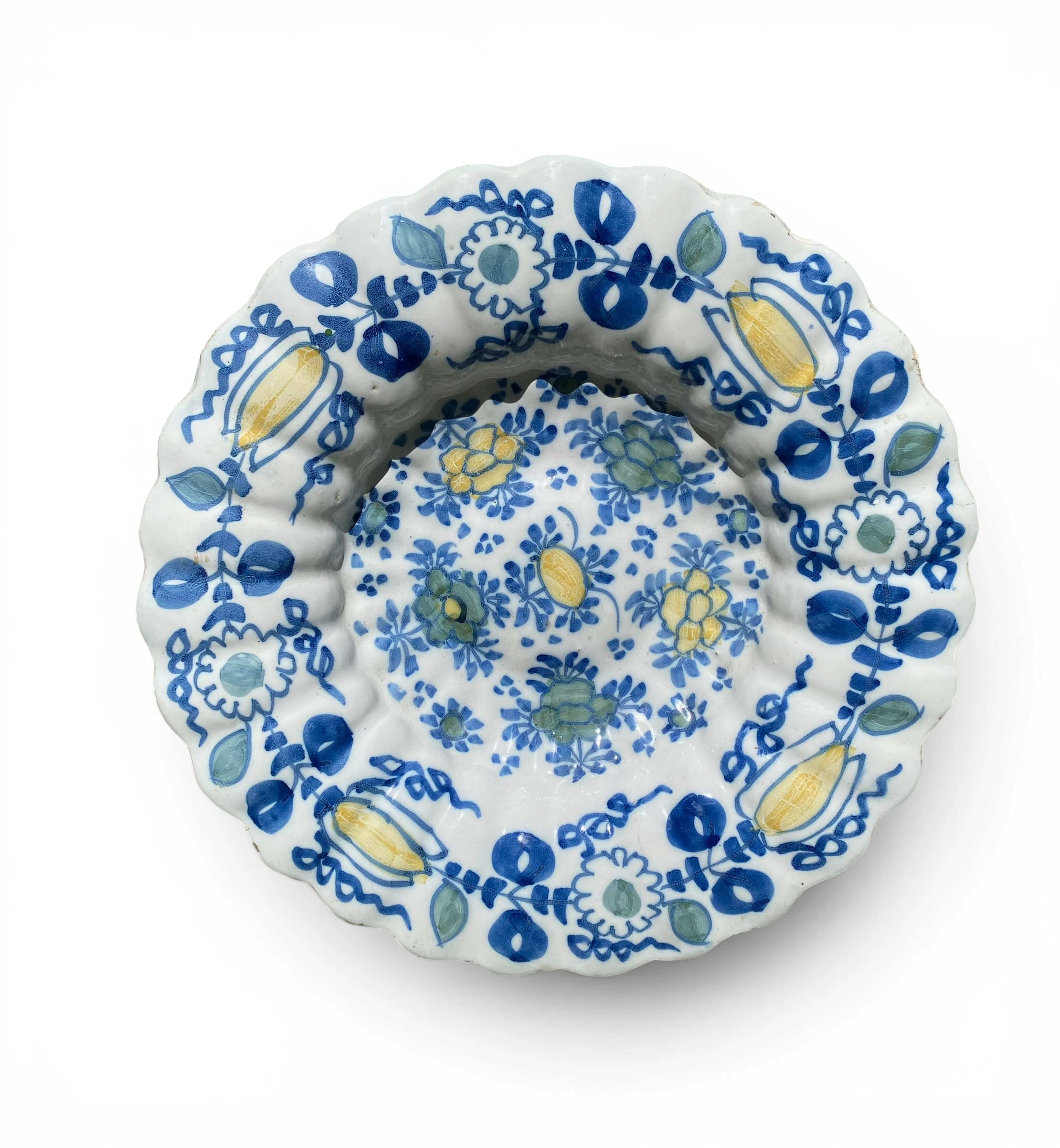 Dutch Delft polychrome lobed charger, c. 1700.