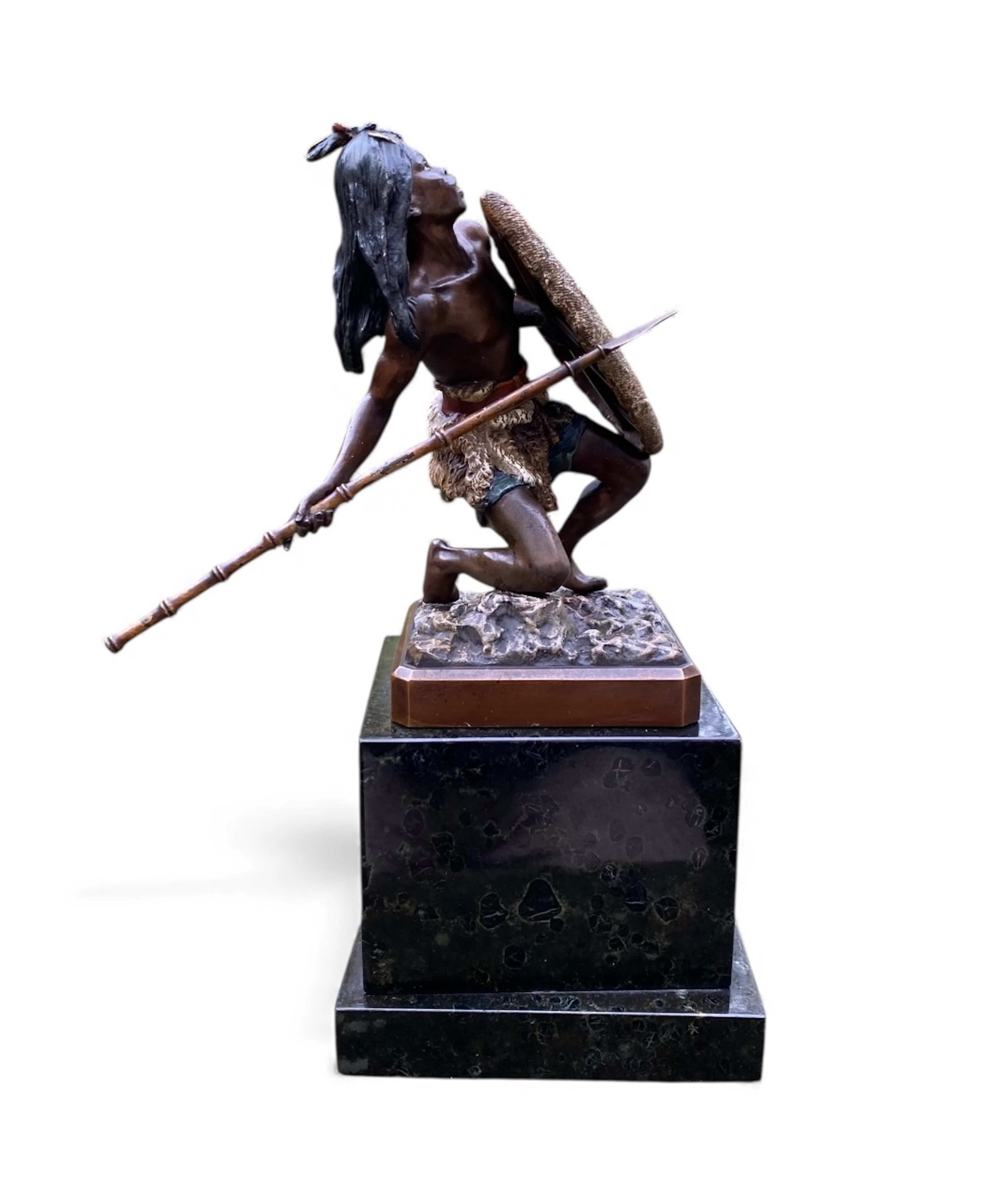 Franz Bergman cold painted bronze African Warrior, c. 1900.