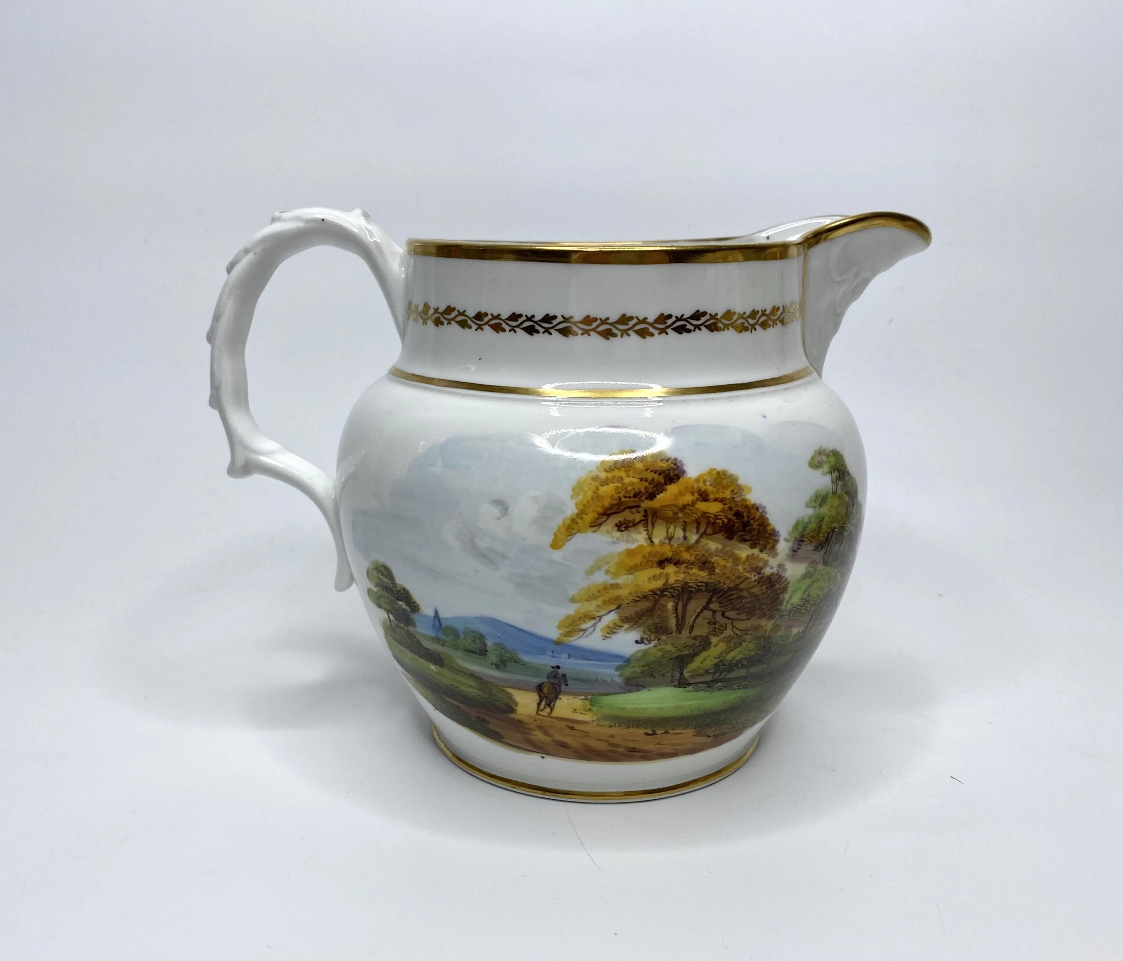 New Hall porcelain water jug monogrammed ‘J.H.’, c. 1815.