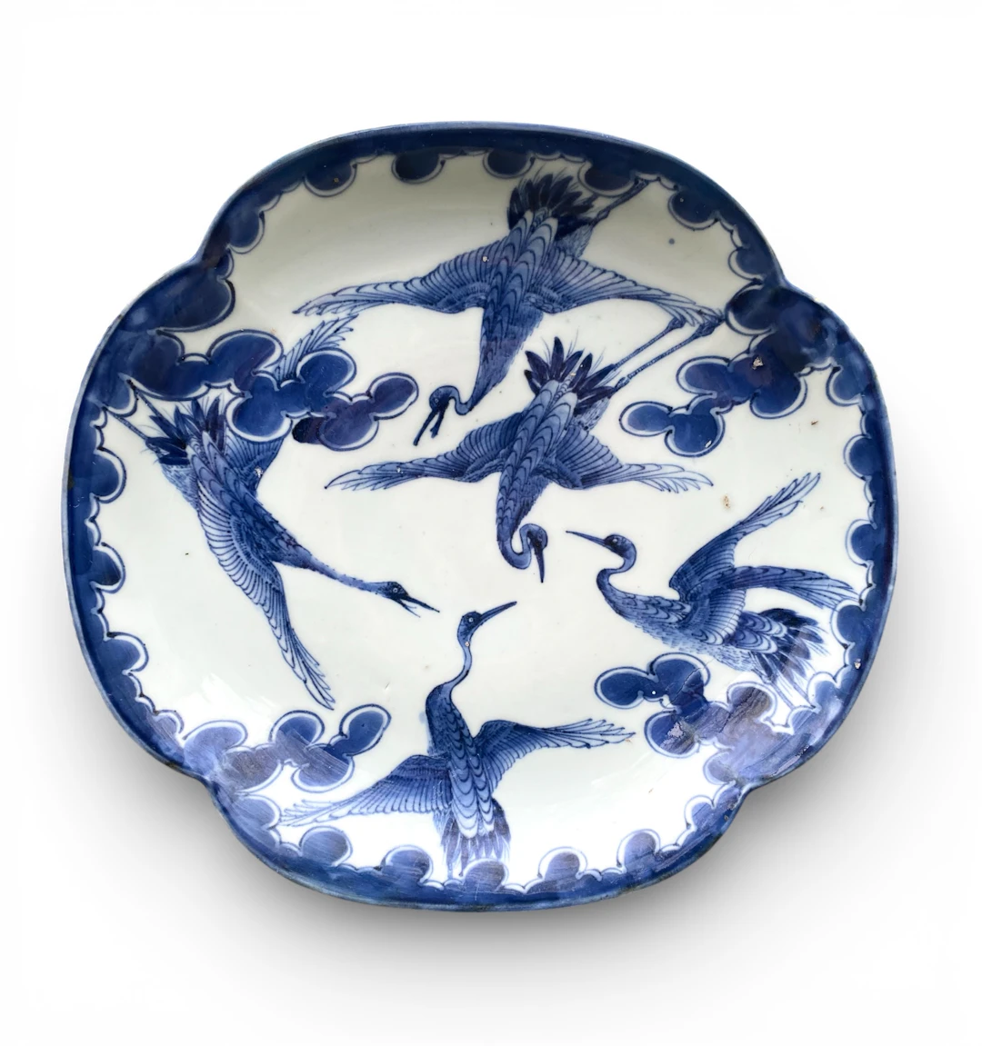 Arita porcelain dish, Cranes, Japan, 18th Century, Edo Period.