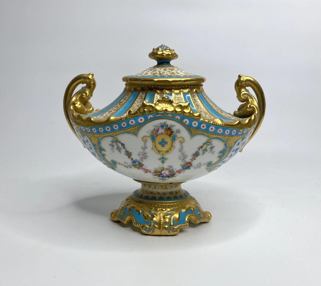 Royal Crown Derby vase and cover, Desire Leroy, dated 1897.