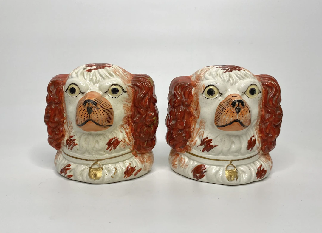 Staffordshire Spaniel window rests, c. 1850.