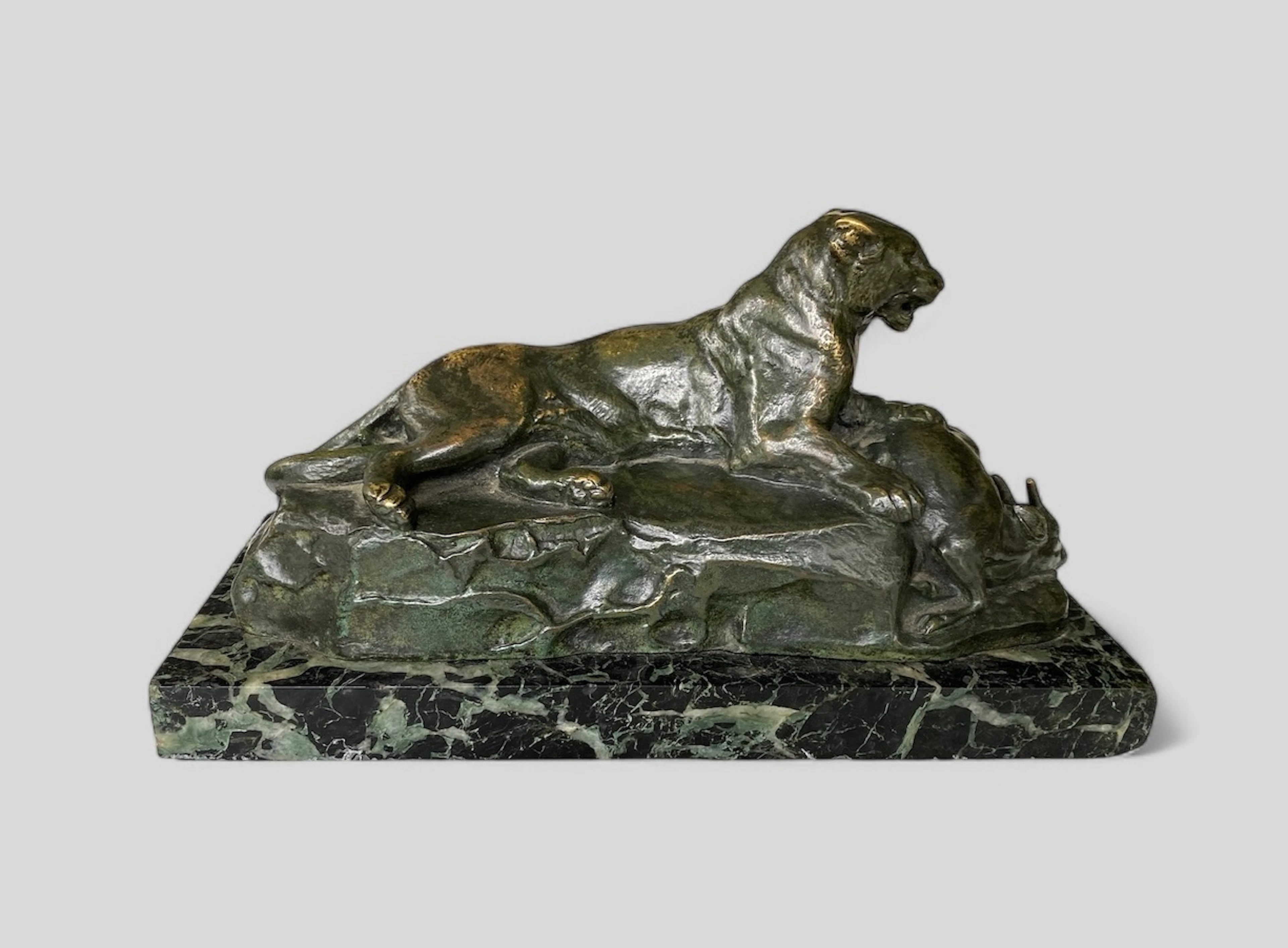 Bronze Panther Holding a Muntjac Deer, Antoine-Louis Barye, c. 1865.