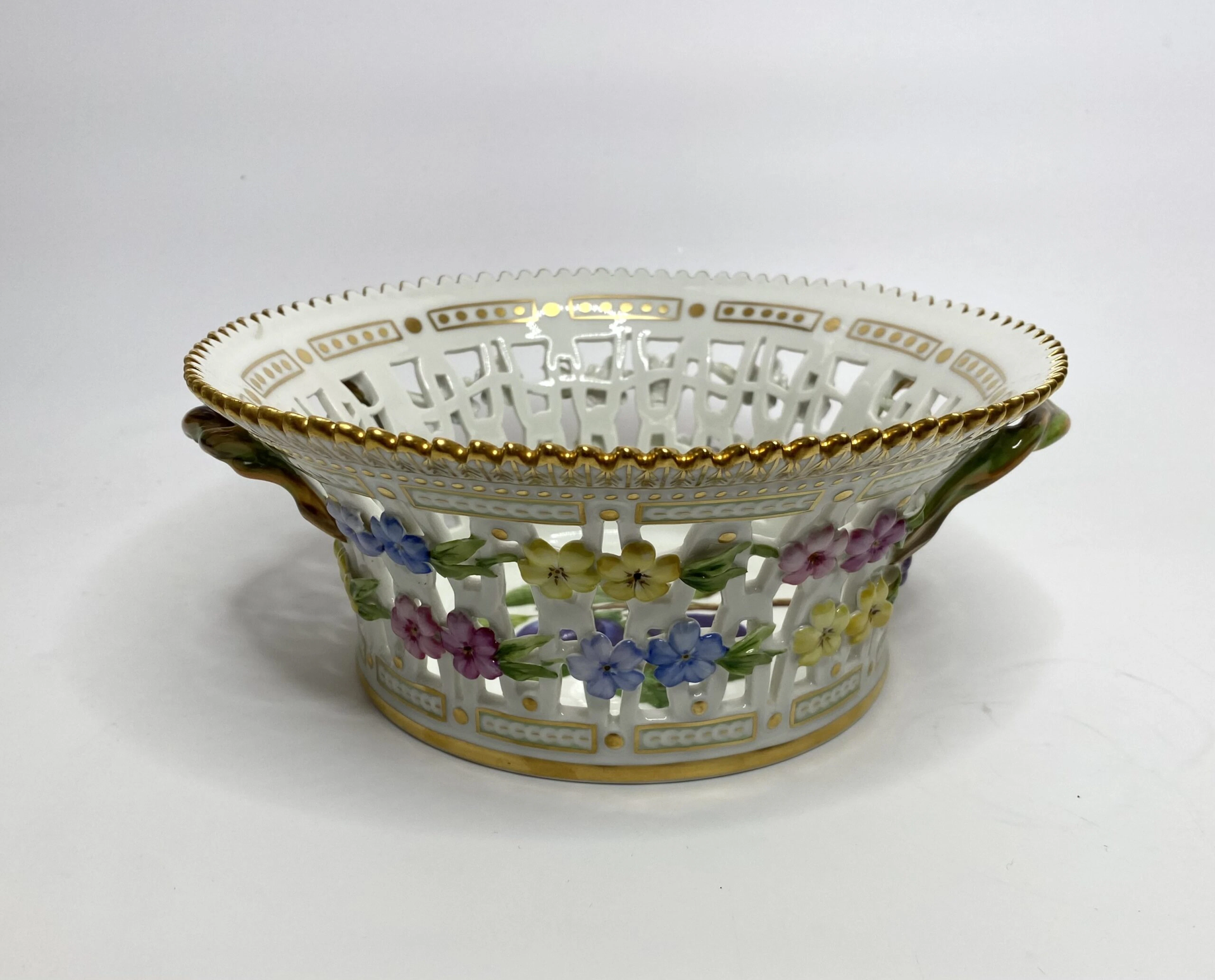 Royal Copenhagen Flora Danica porcelain basket.