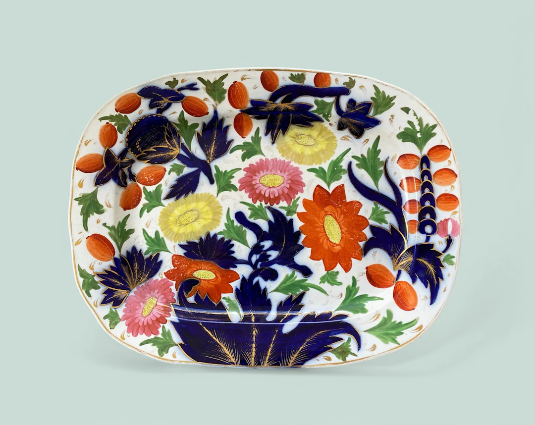 Coalport porcelain, large meat plate, c. 1830.